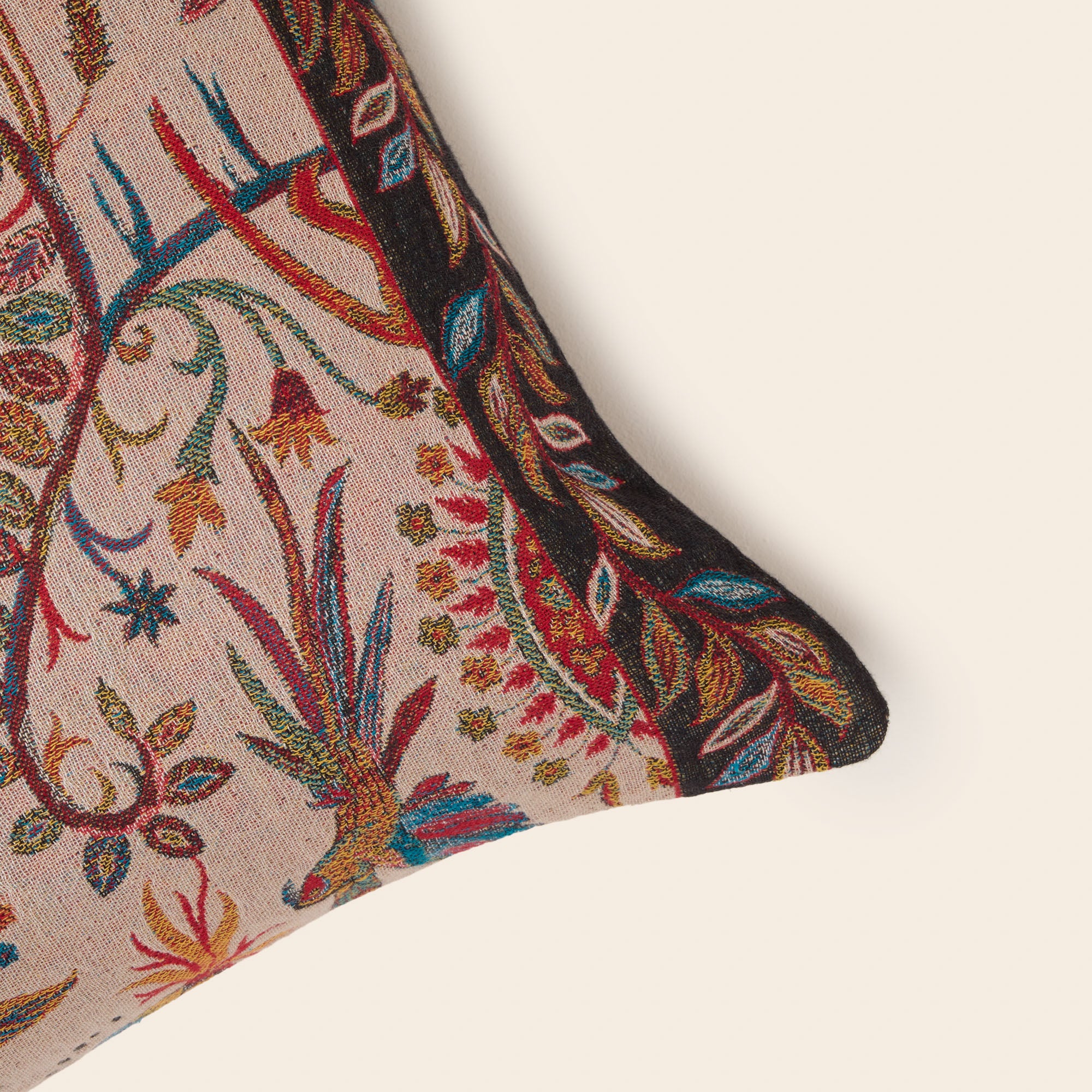 Housse de coussin SUNDARI ivoire et multicolore