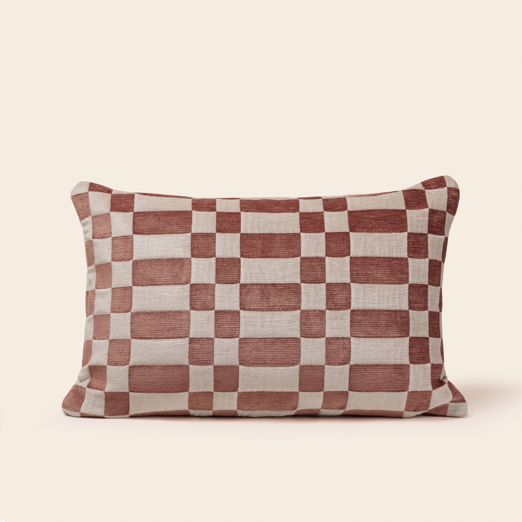 Housse de coussin TCHEKY ecru et terracota
