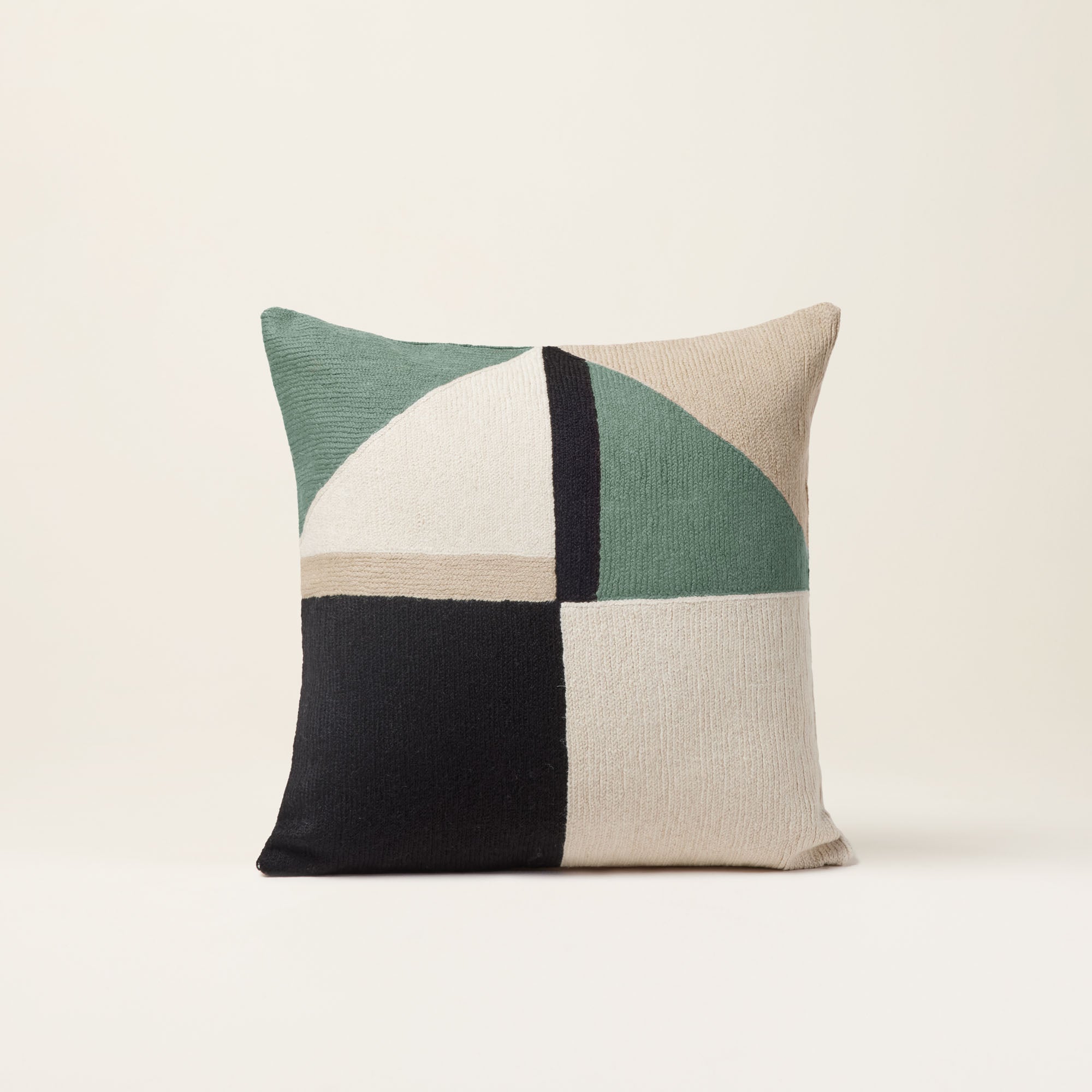 Housse de coussin TRIAGO vert de gris et noir