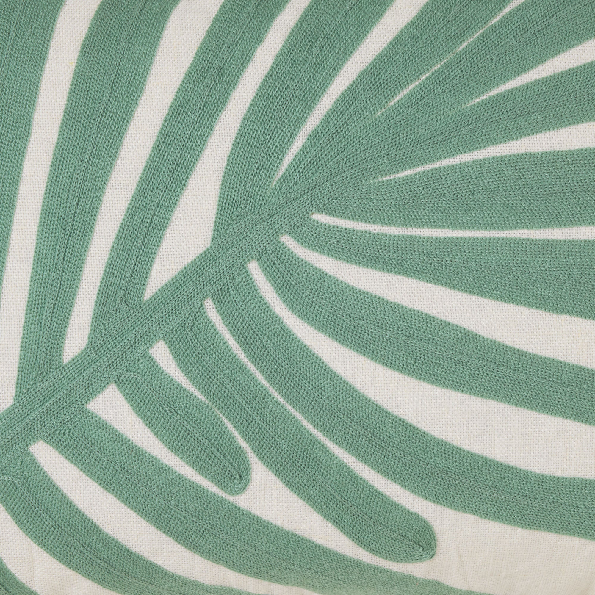 Housse de coussin TROPI ecru et vert tropique