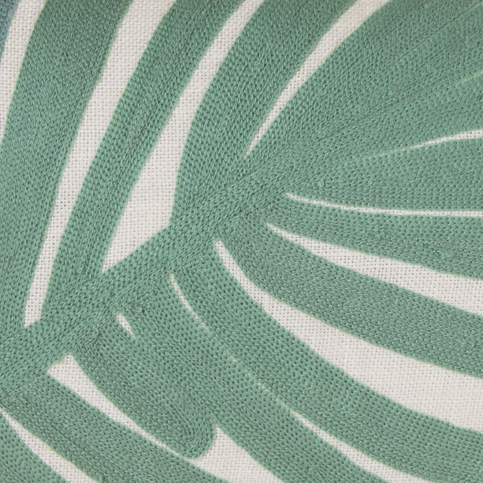 Housse de coussin TROPI ecru et vert tropique