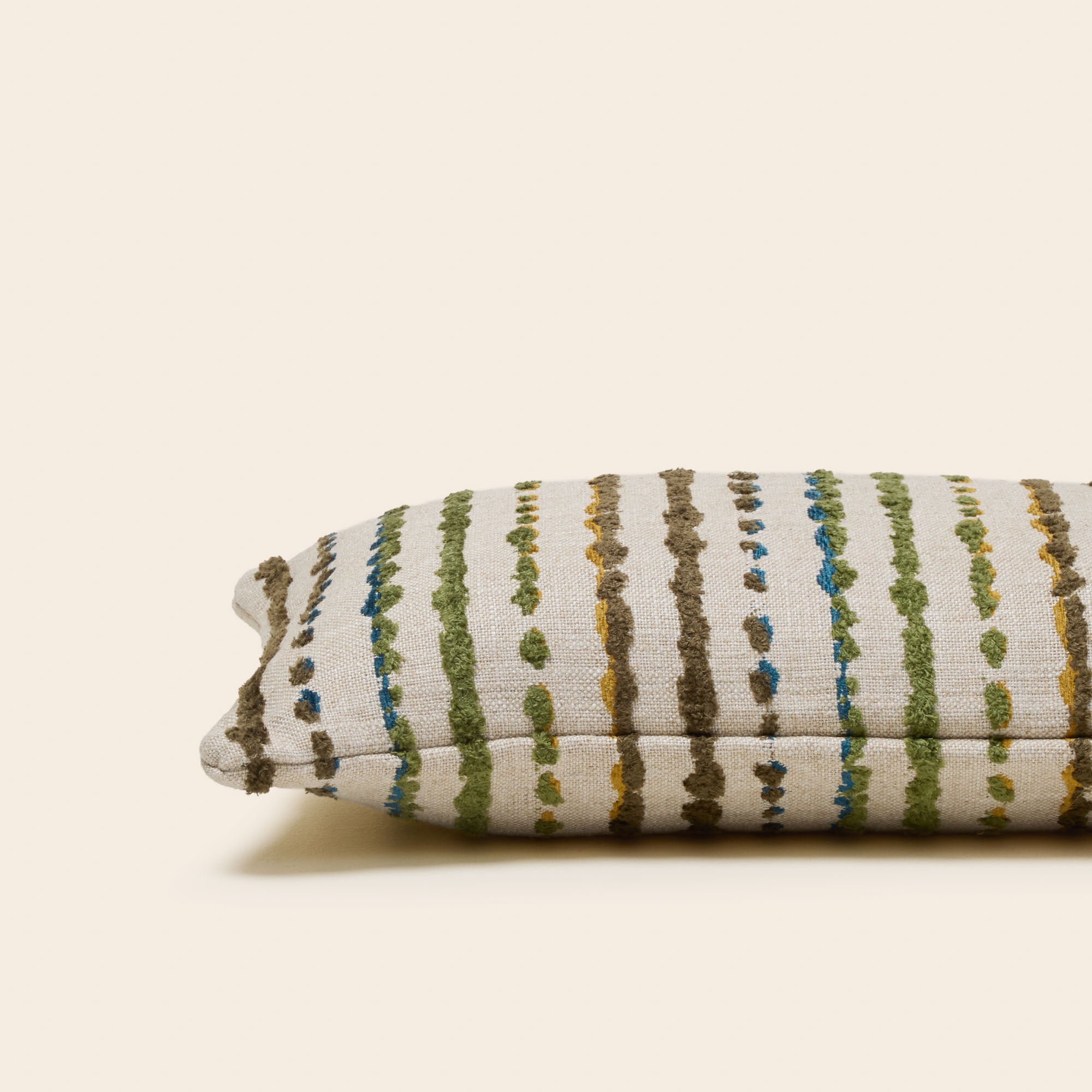 Housse de coussin YAROL naturel et vert bleuté