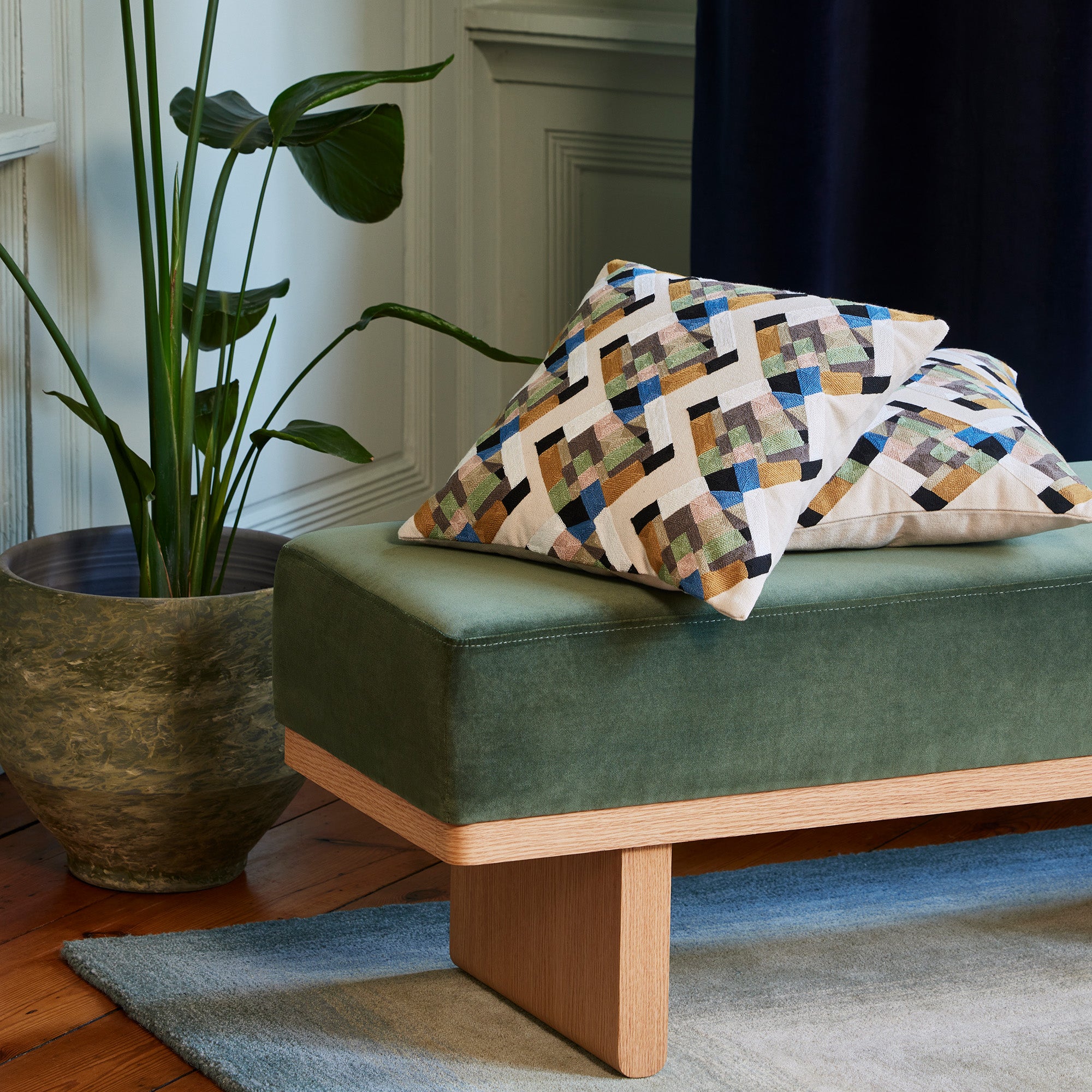 Housse de coussin YOURI naturel et multicolore