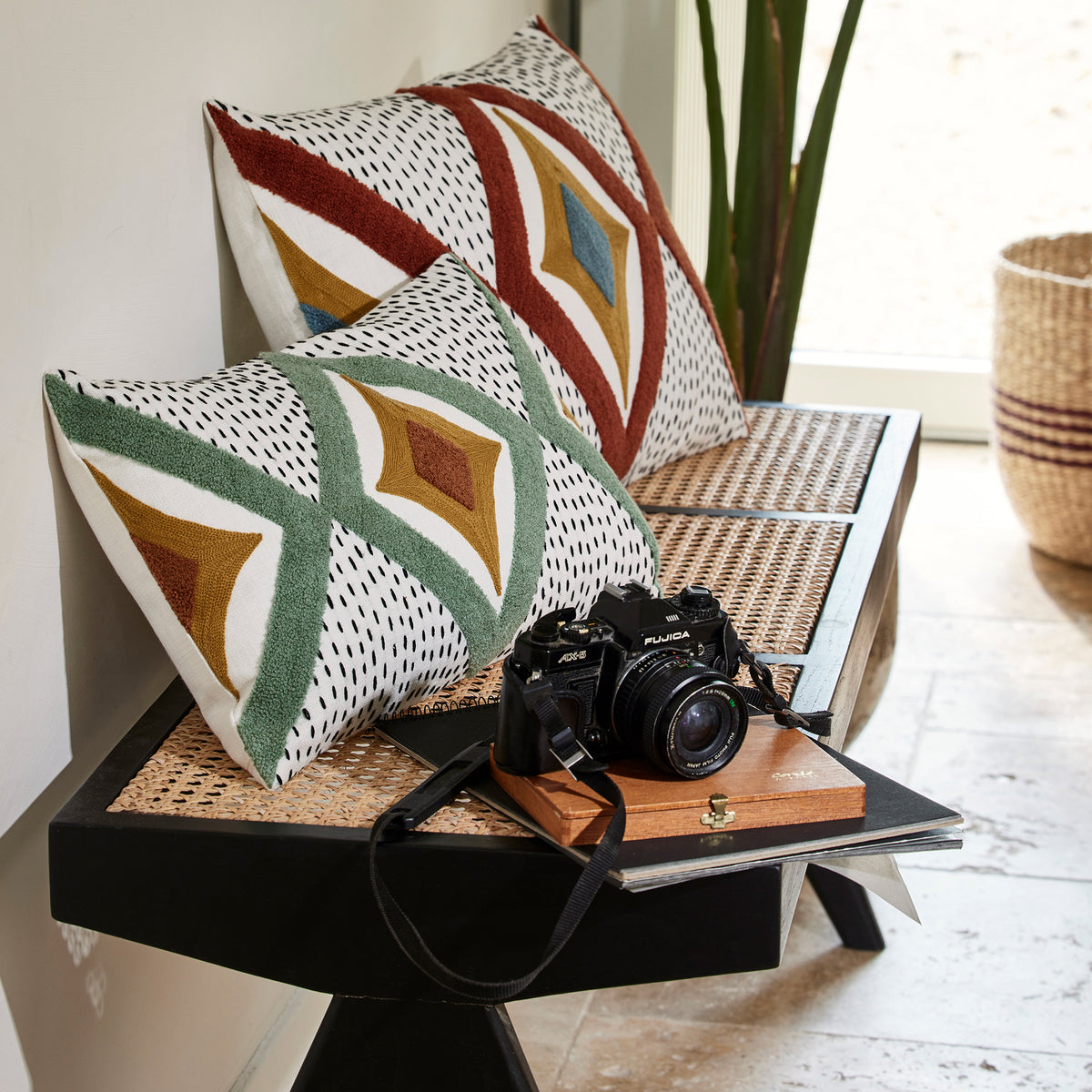 Kissenbezug Zayi ecru und terracotta