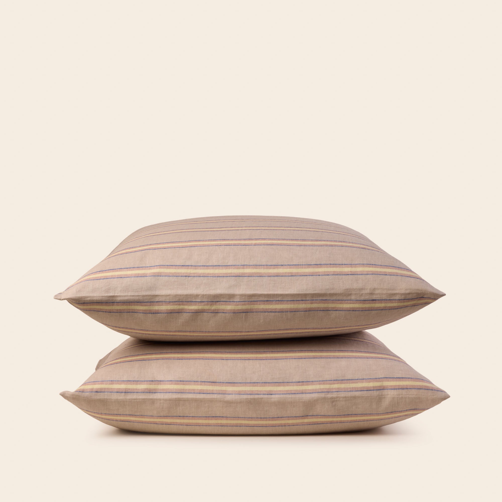 Lot de 2 taies d'oreiller LELIO naturel rayé