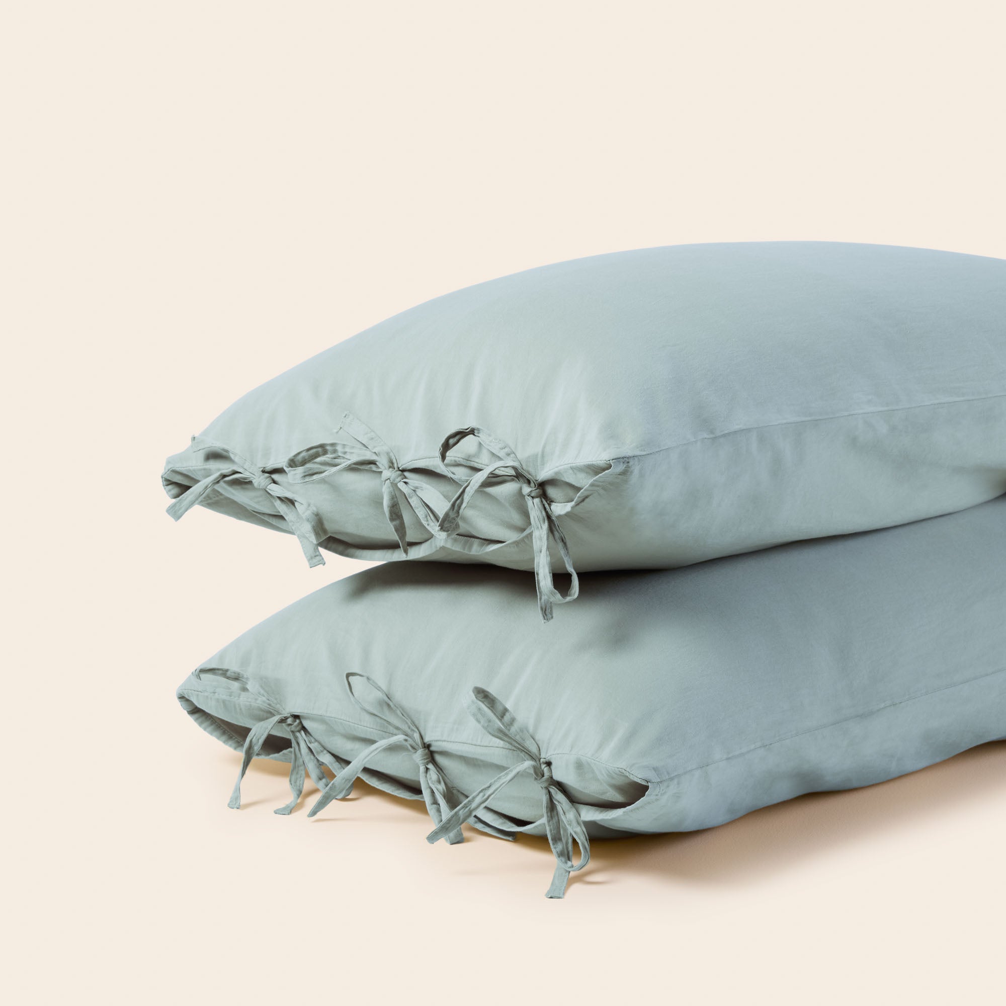 Lot de 2 taies d'oreiller SATHEENE vert eucalyptus