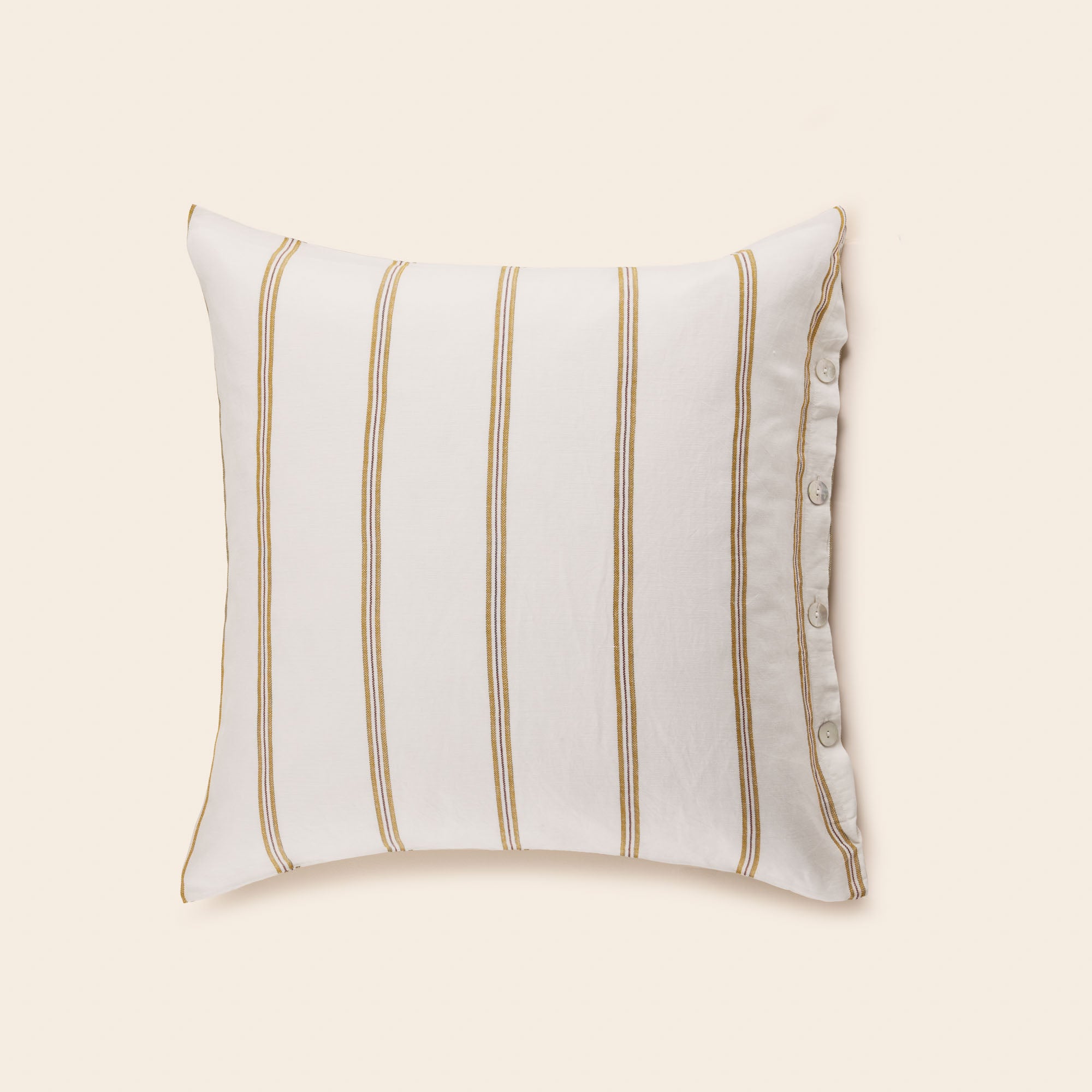 Lot de 2 taies d'oreiller UGOLIN blanc rayé moutarde