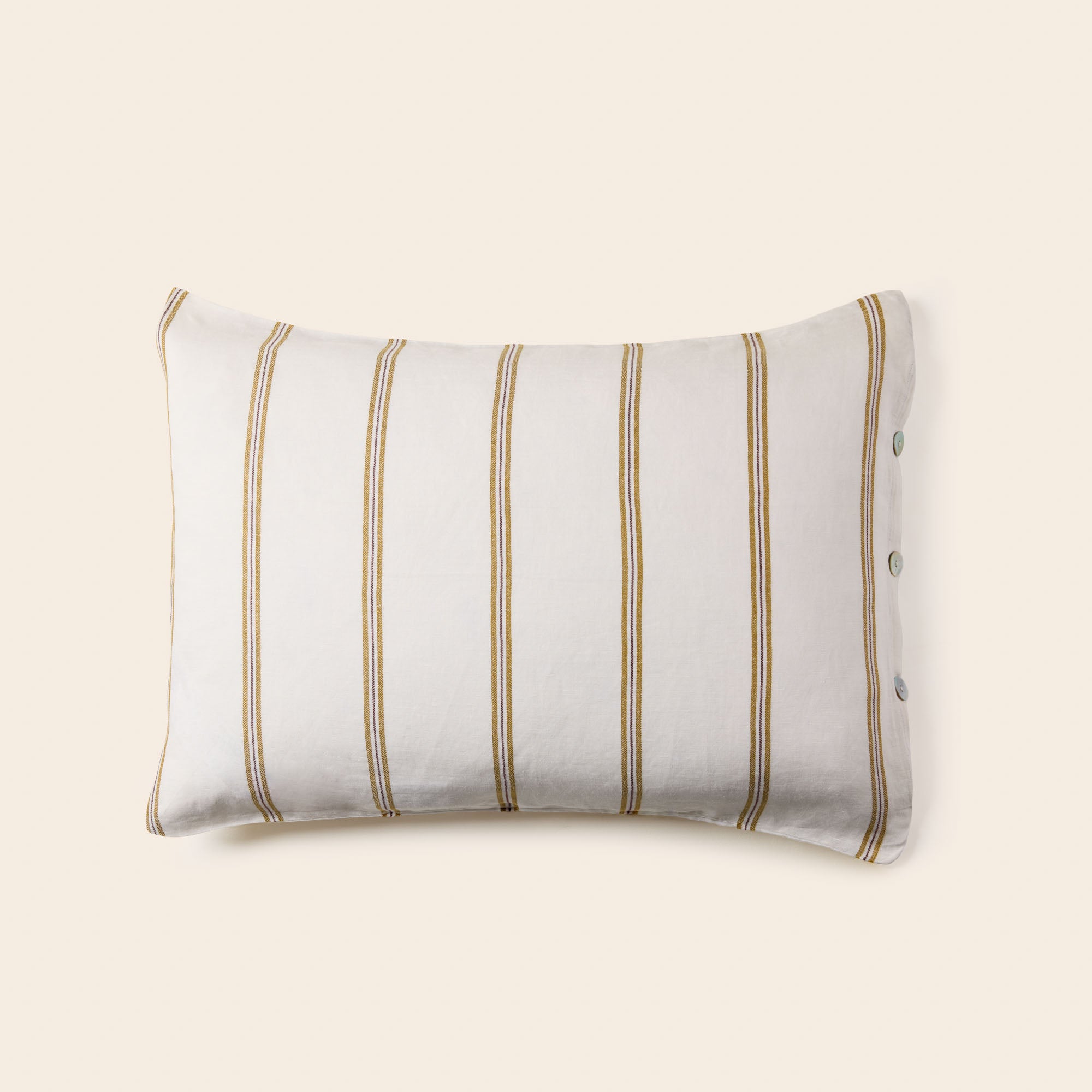 Lot de 2 taies d'oreiller UGOLIN blanc rayé moutarde