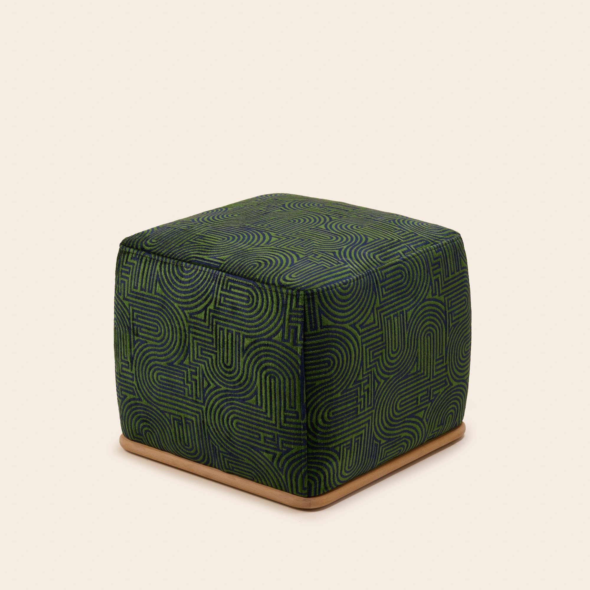 Pouf ARNEL klark bleu nuit et vert olive