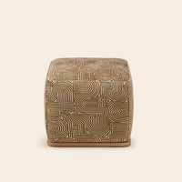 Pouf ARNEL klark ecru et moutarde
