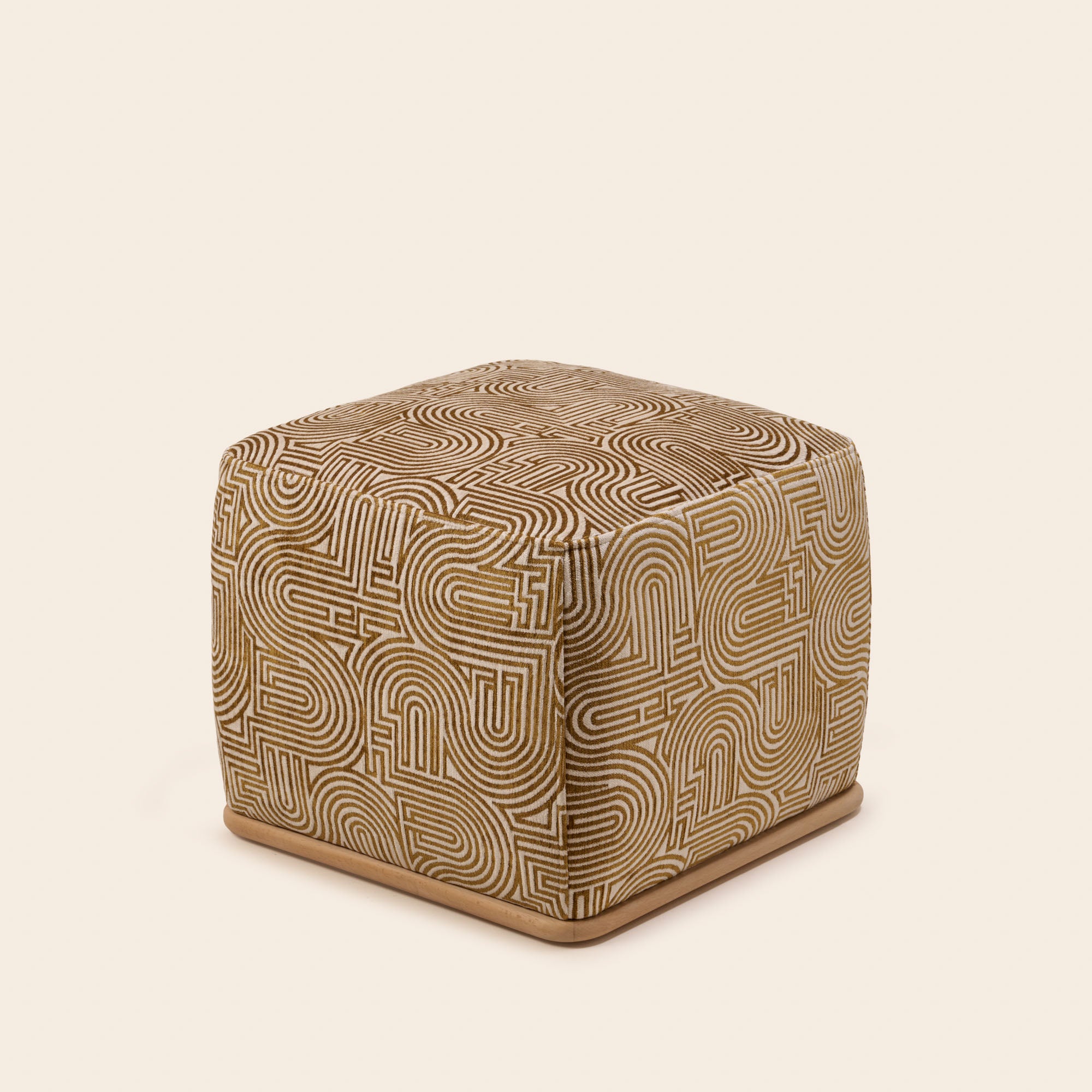 Pouf ARNEL klark ecru et moutarde