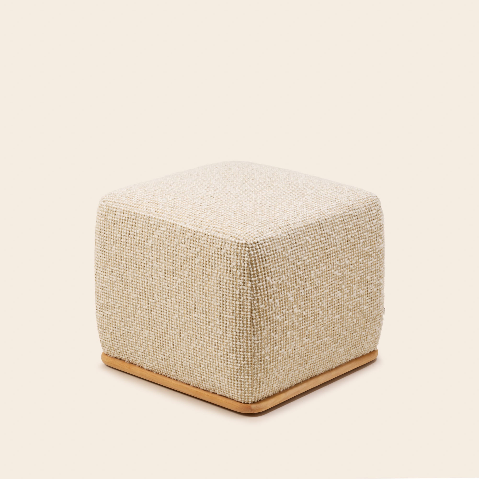 Pouf ARNEL pietro ivoire et naturel