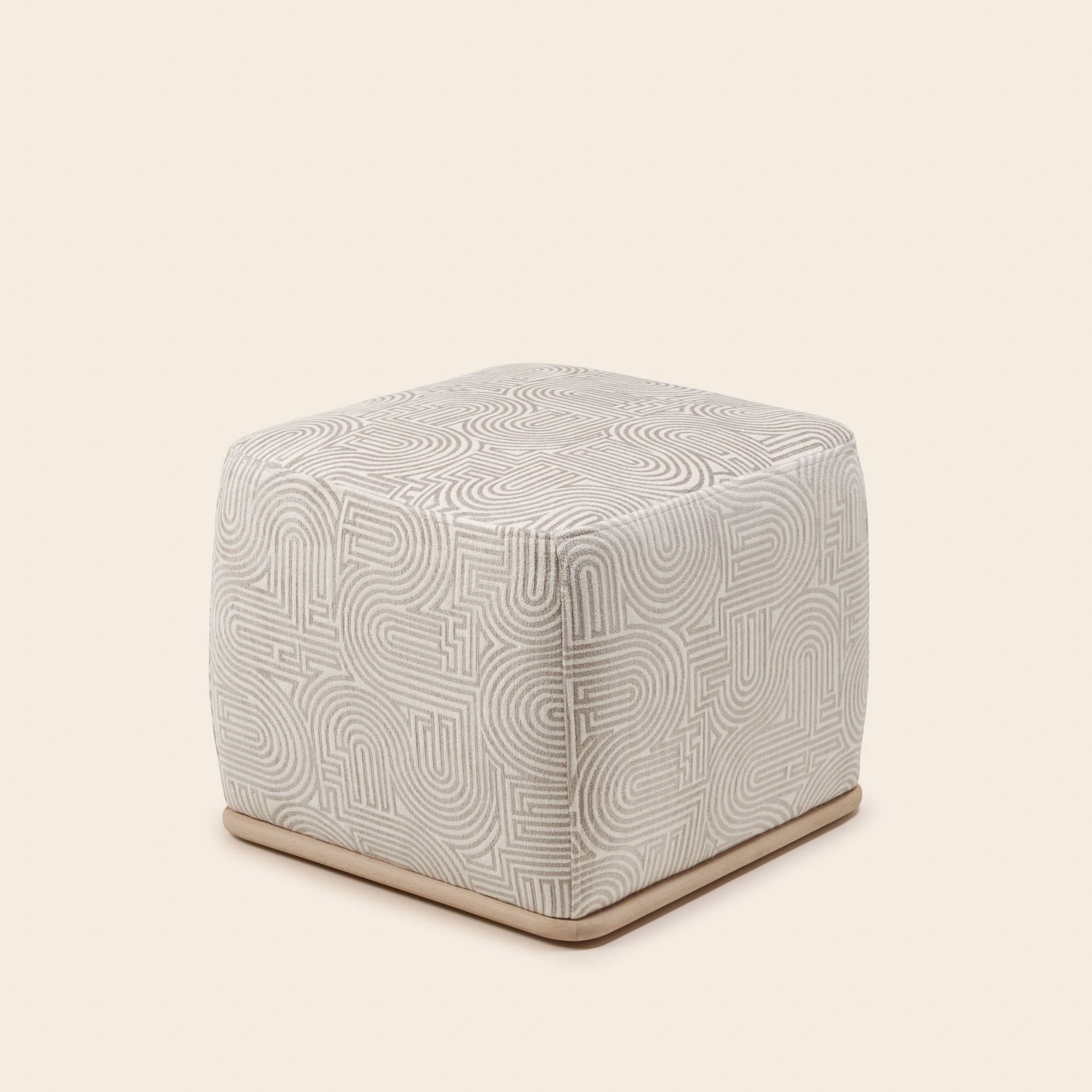 Pouf ARNEL klark blanc et naturel