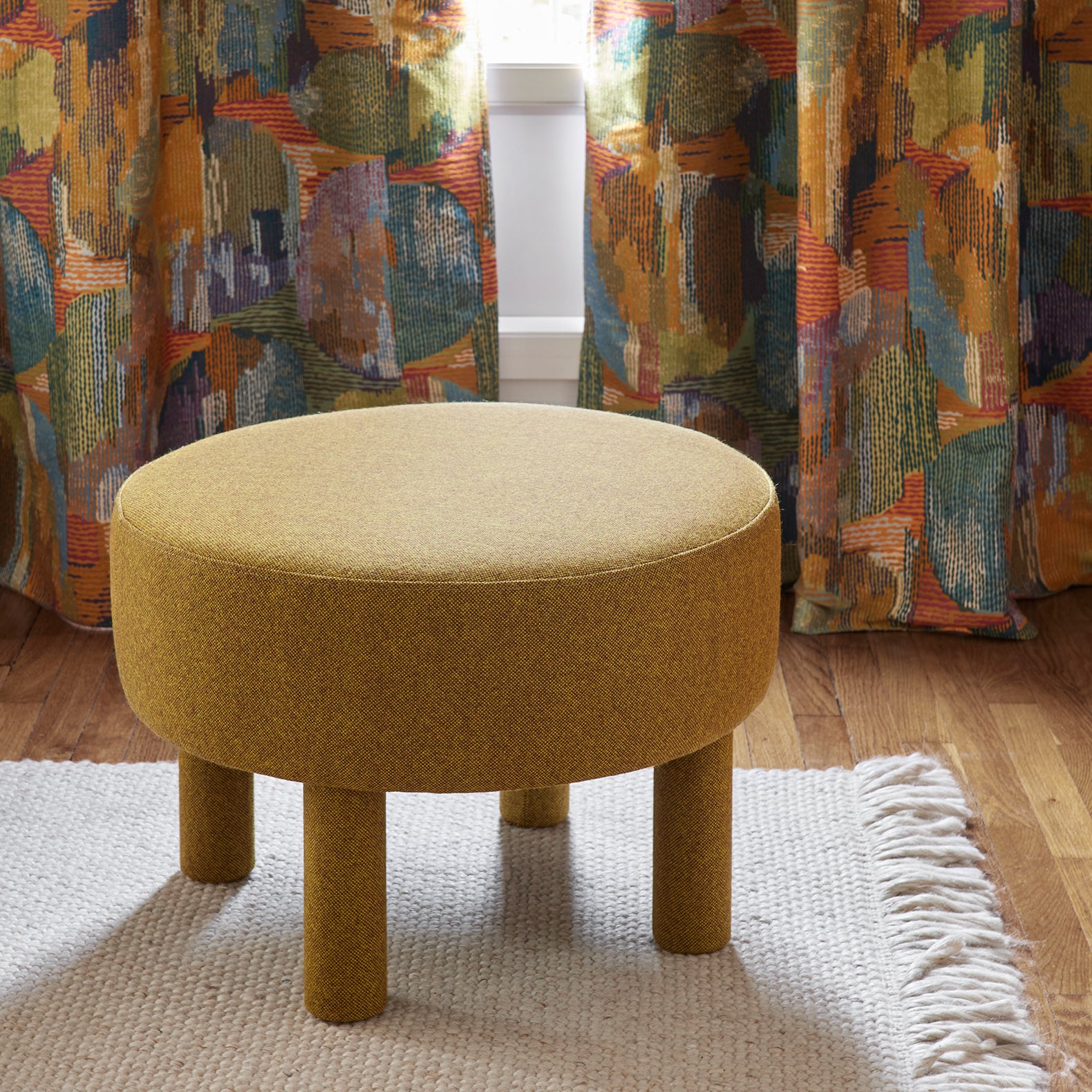 Dino heather mustard footstool