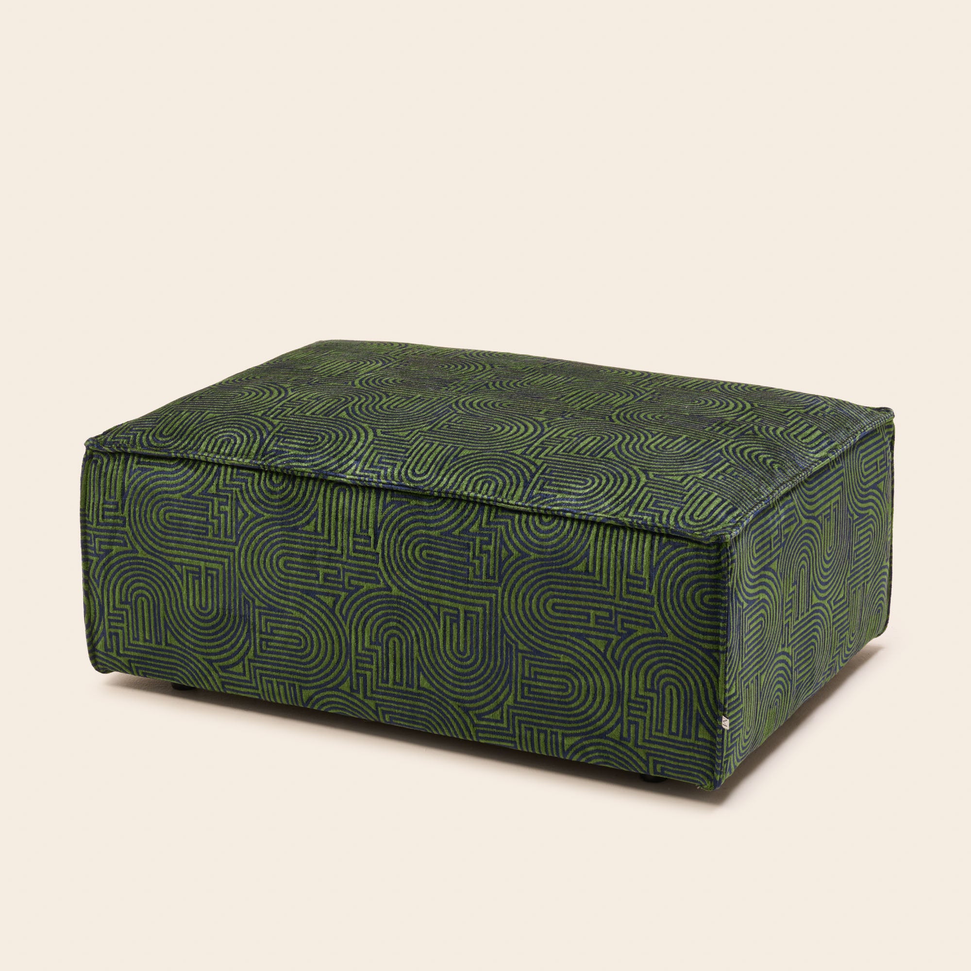 Pouf DYONIS klark bleu nuit et vert olive