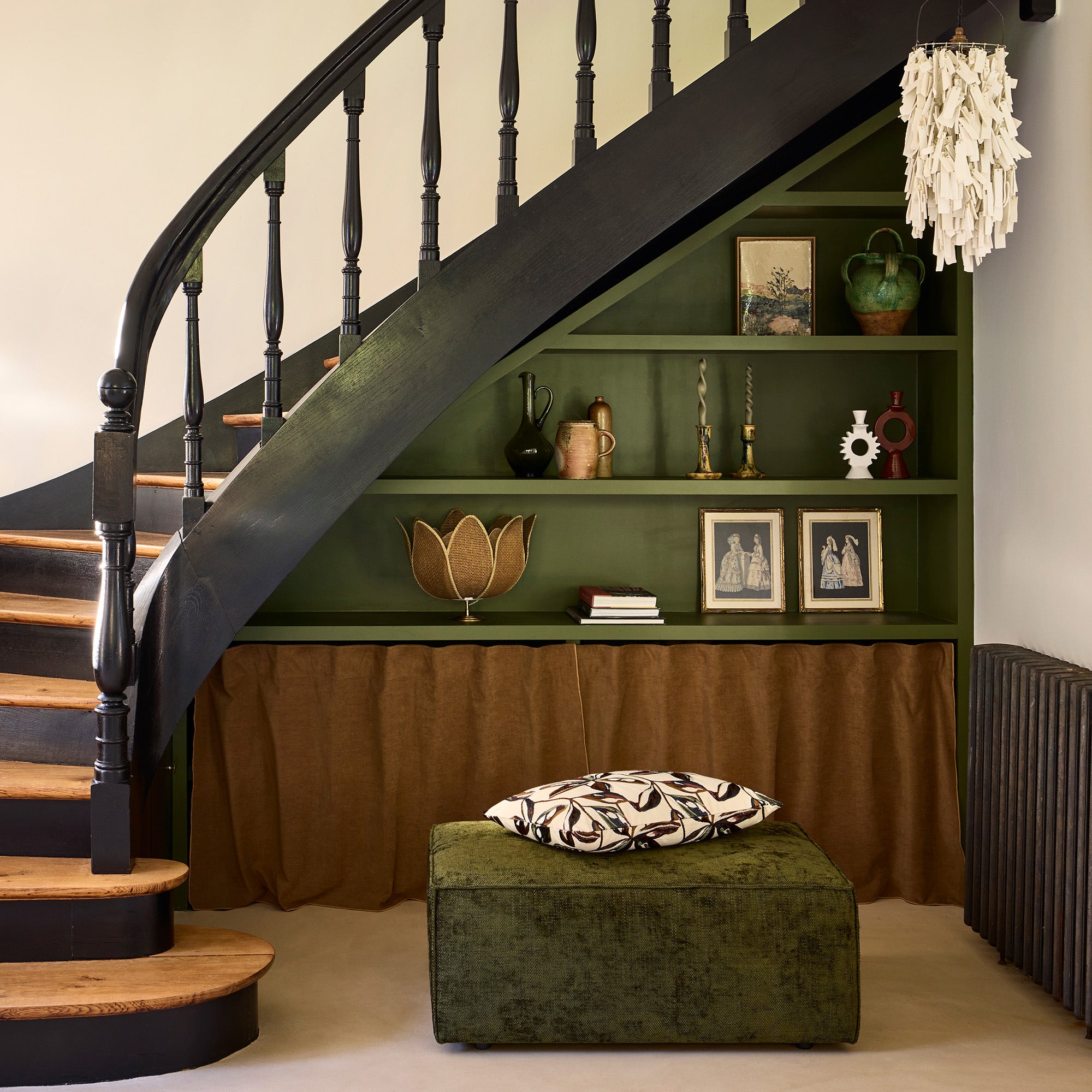 Pouf DYONIS chenille vert olive