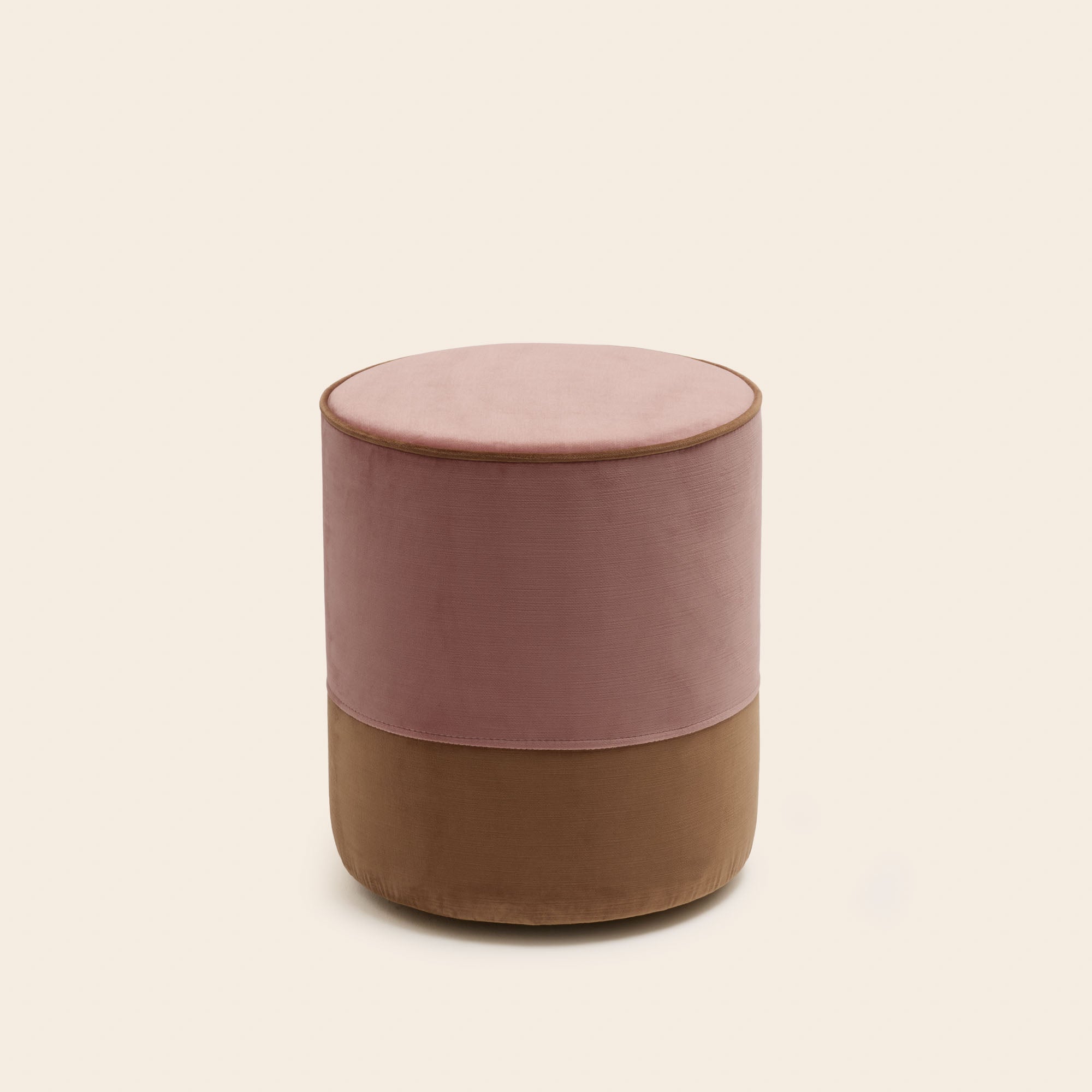 Pouf NOE pêche rosé et caramel