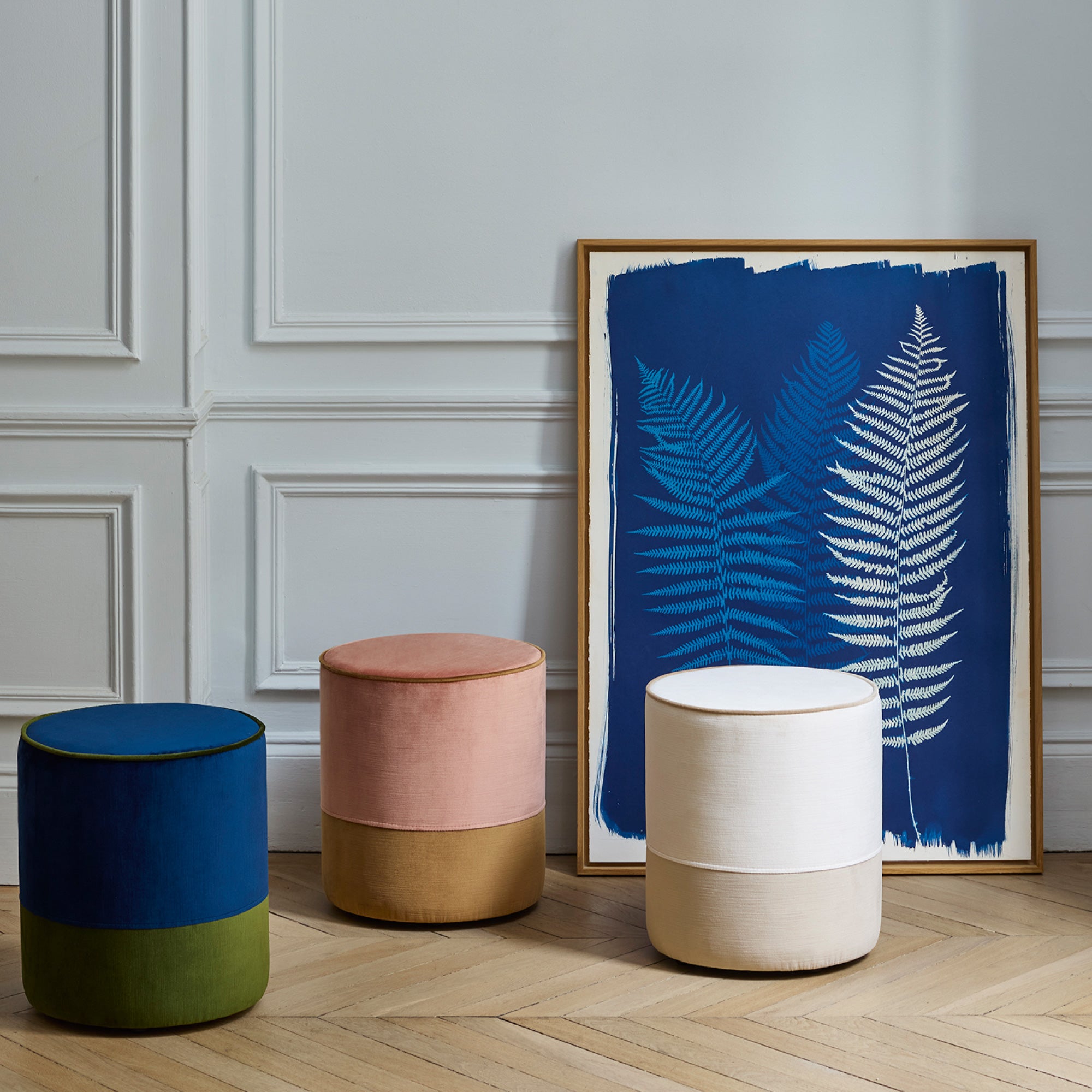 Pouf NOE ivoire et beige chic