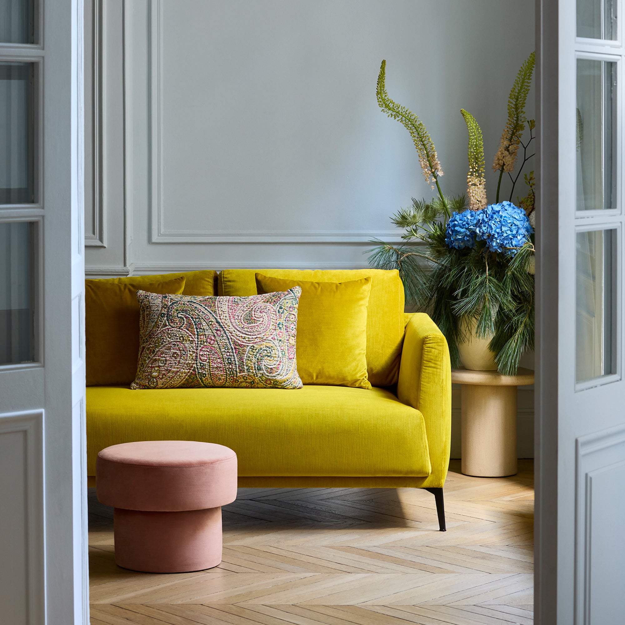 Pouf POPPIE pêche rosé