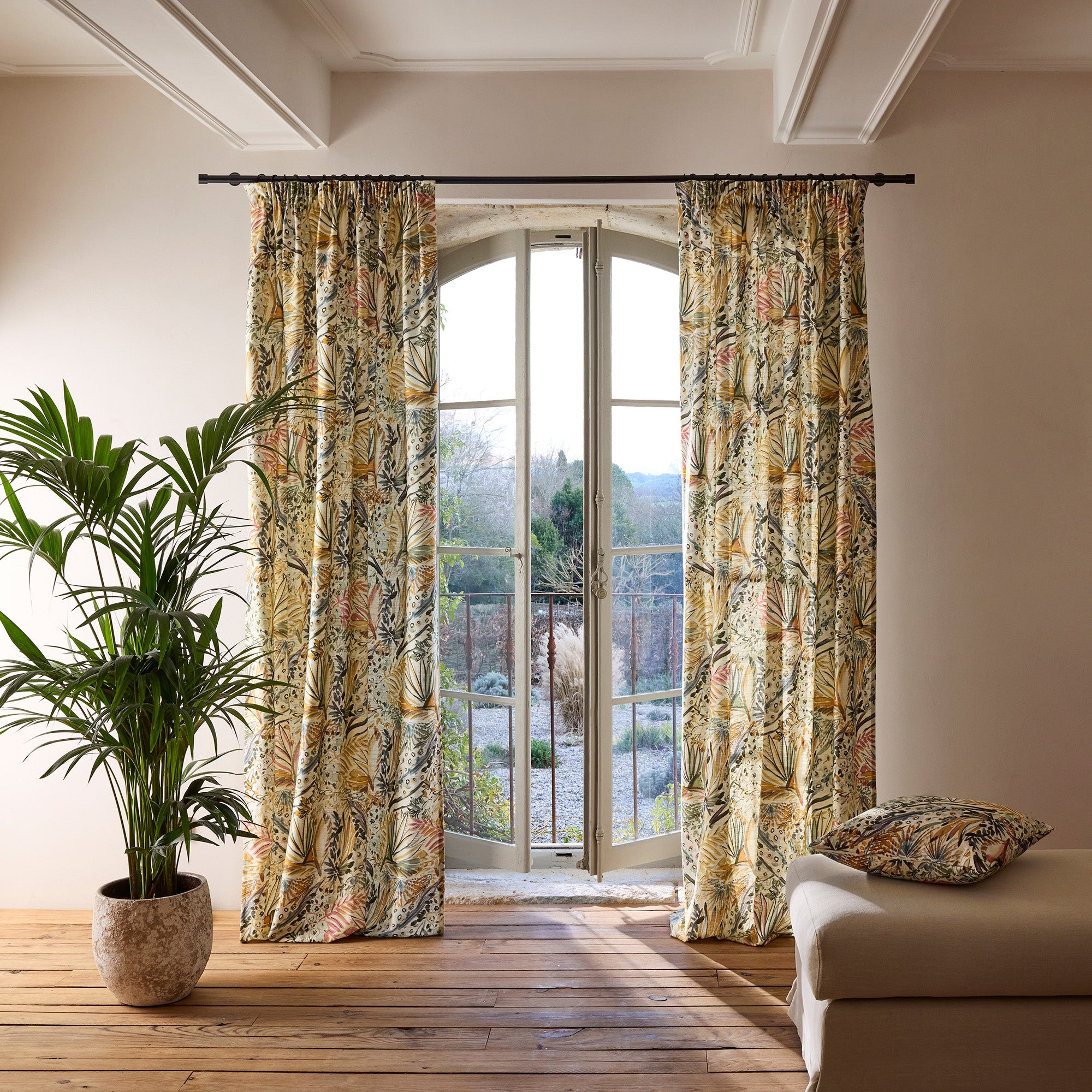 Rideau à galon fronceur AQUARELA ivoire et pastel