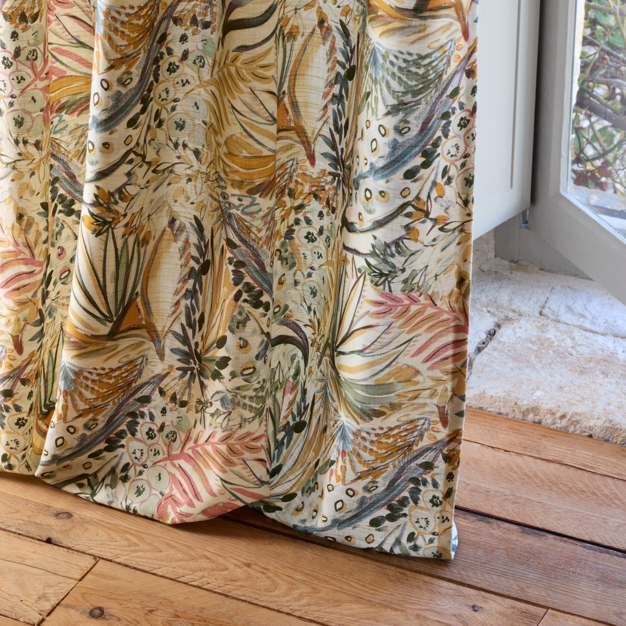 Rideau à galon fronceur AQUARELA ivoire et pastel