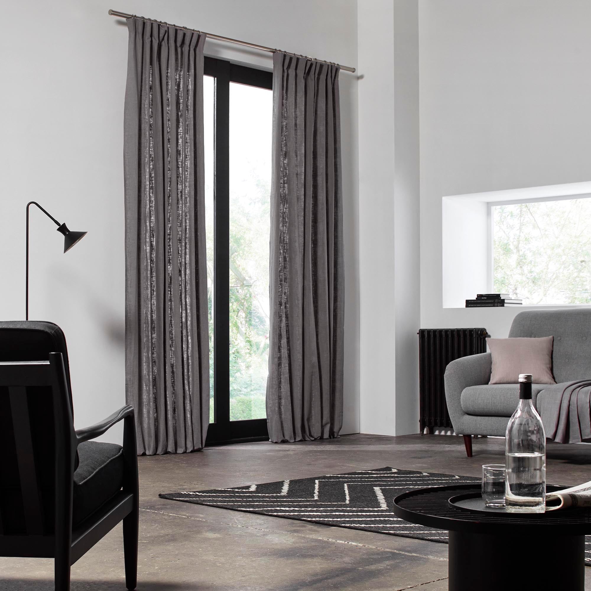 Rideau à galon fronceur BELLEVUE gris foncé 