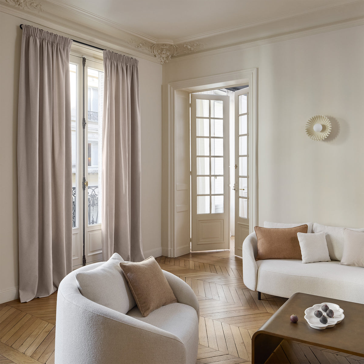Rideau à galon fronceur OXANCE beige chiné