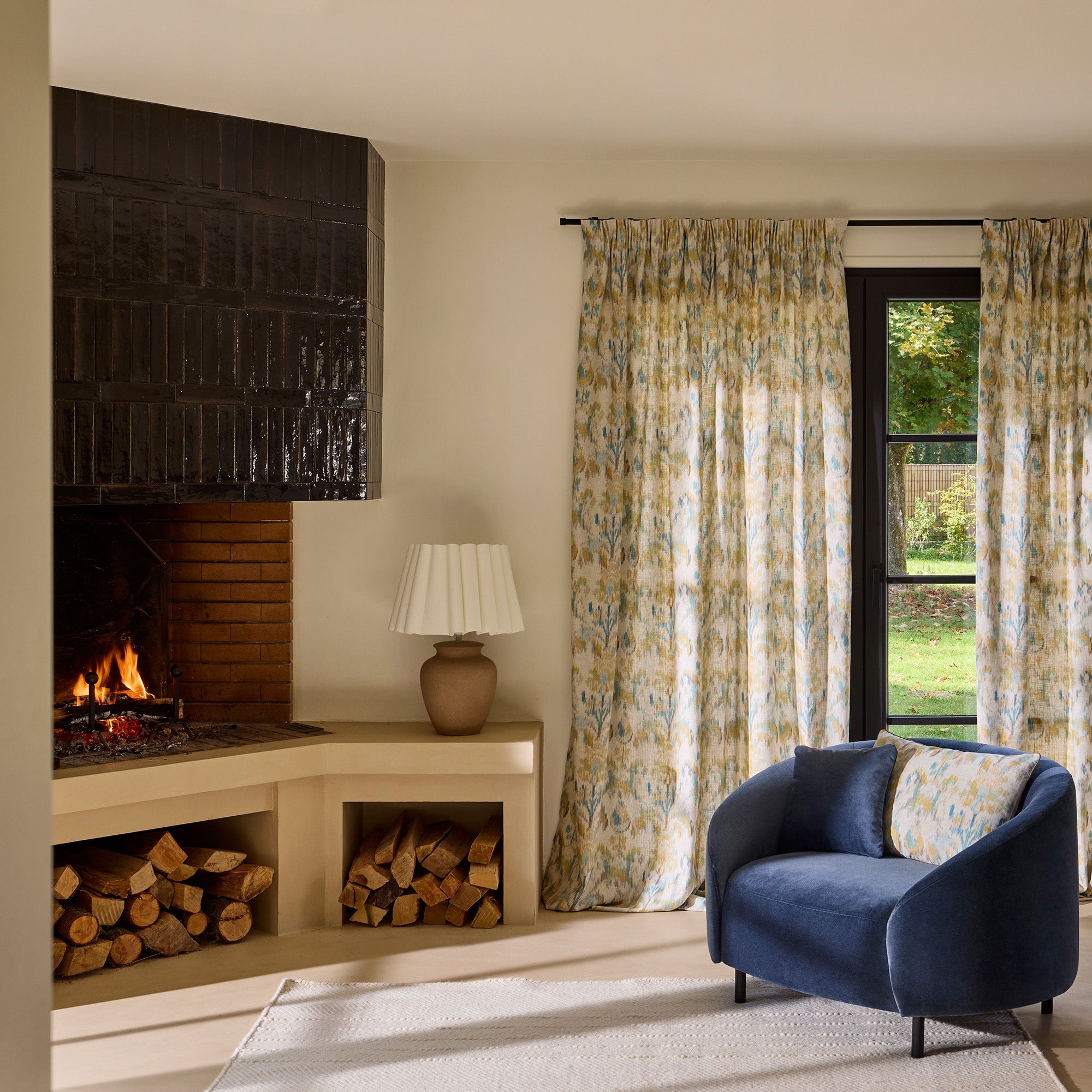 Rideau à galon fronceur SHINTA naturel et jaune