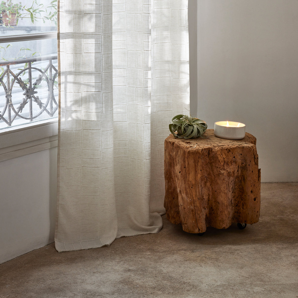 Natural NIKOS golden eyelet curtain