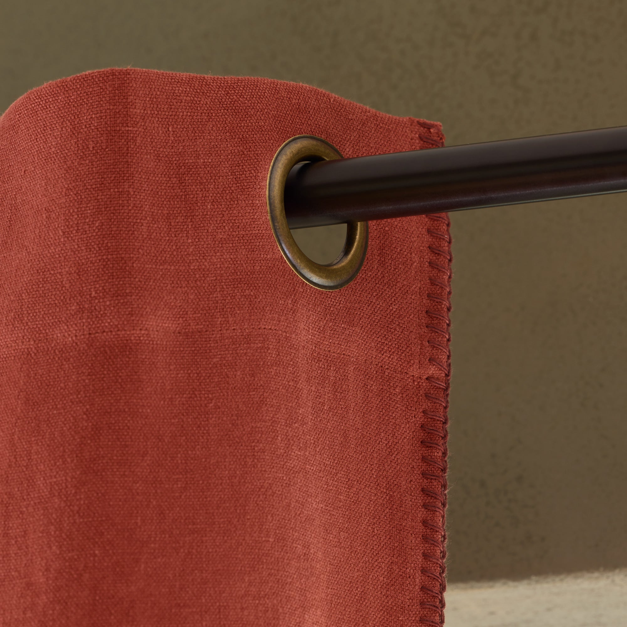 NINO brick and scallop gold eyelet curtain