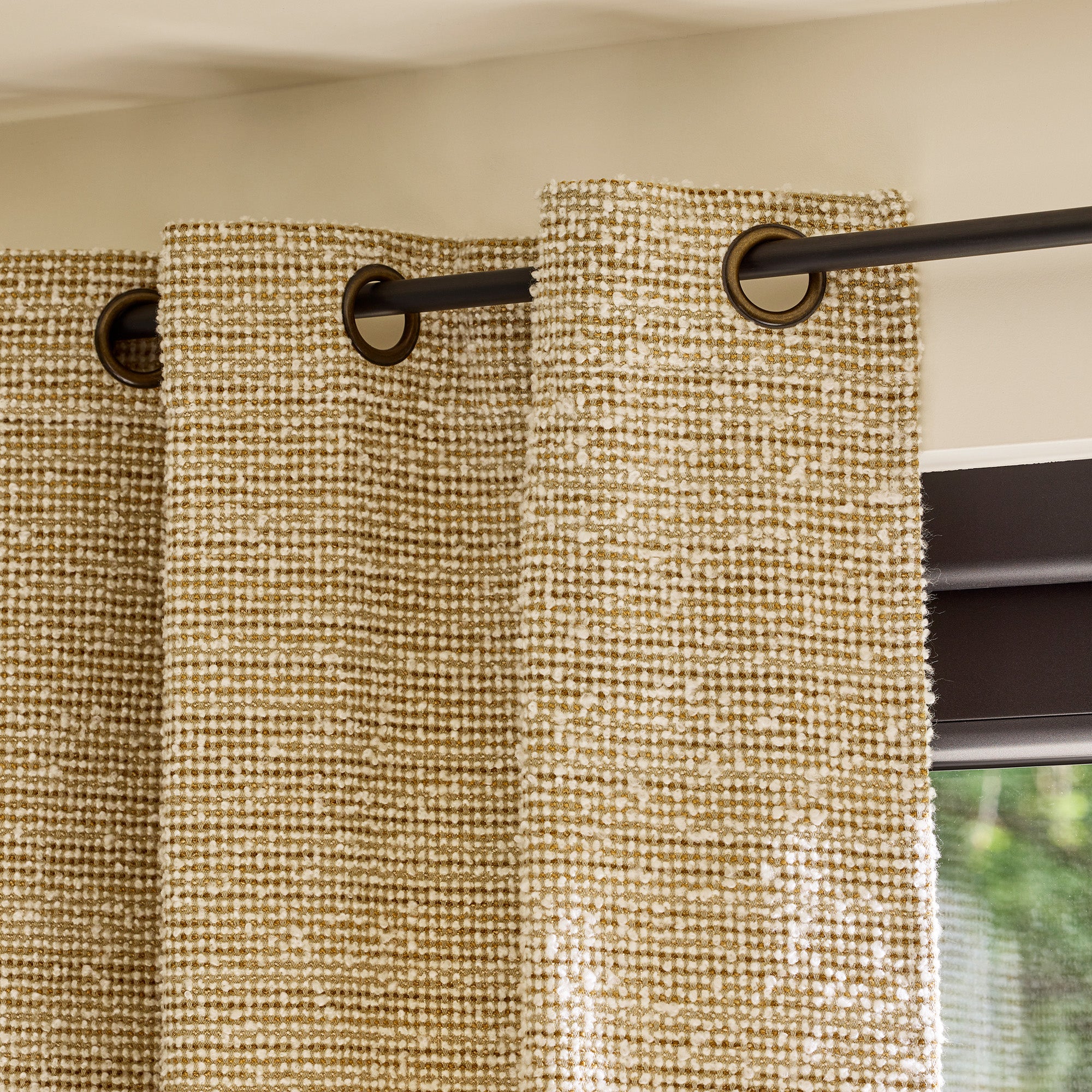 Rideau à oeillets dorés PIETRO ivoire et naturel