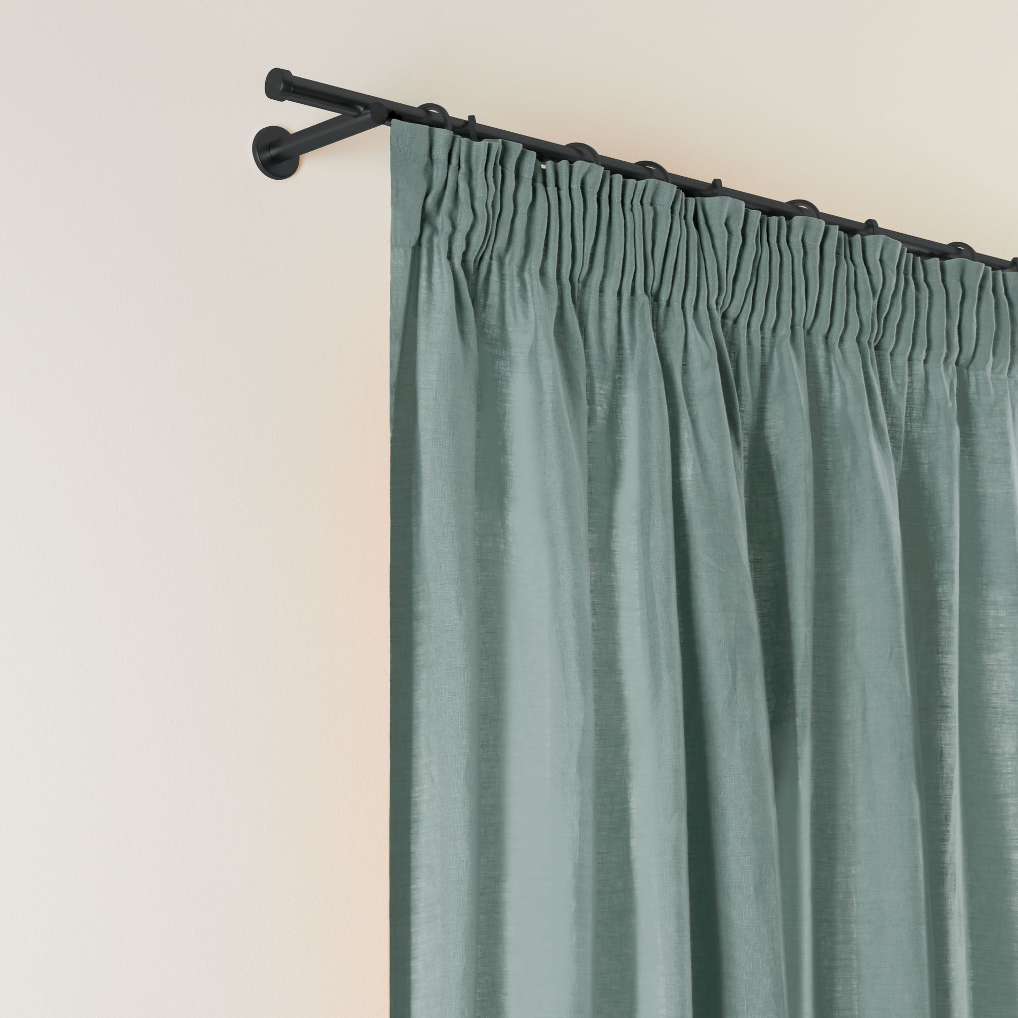 Rideau galon fronceur doublé occultant CARLINA vert de gris