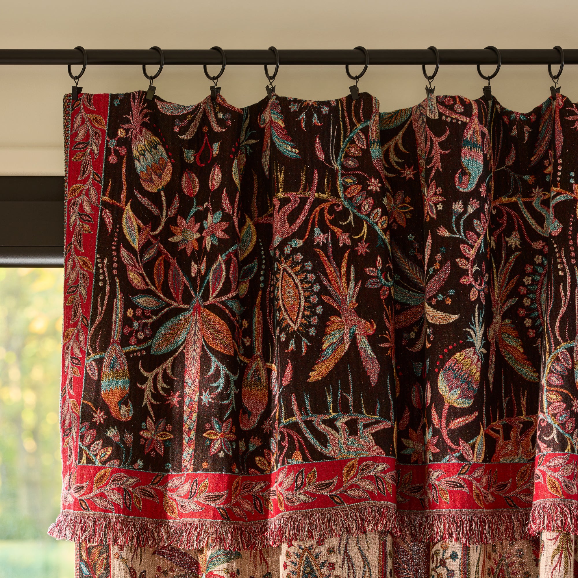 Rideau panneau SUNDARI ivoire et multicolore