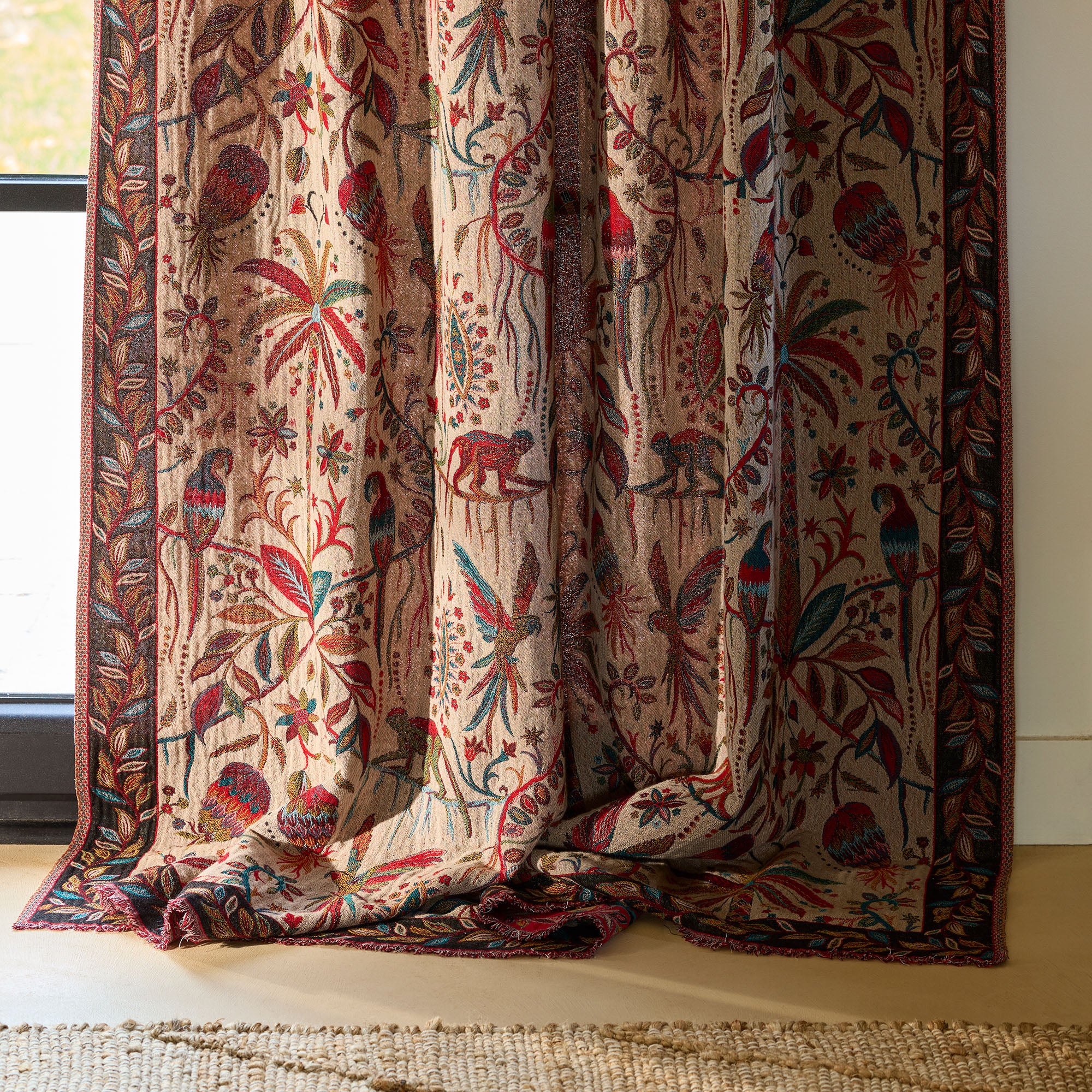 Rideau panneau SUNDARI ivoire et multicolore