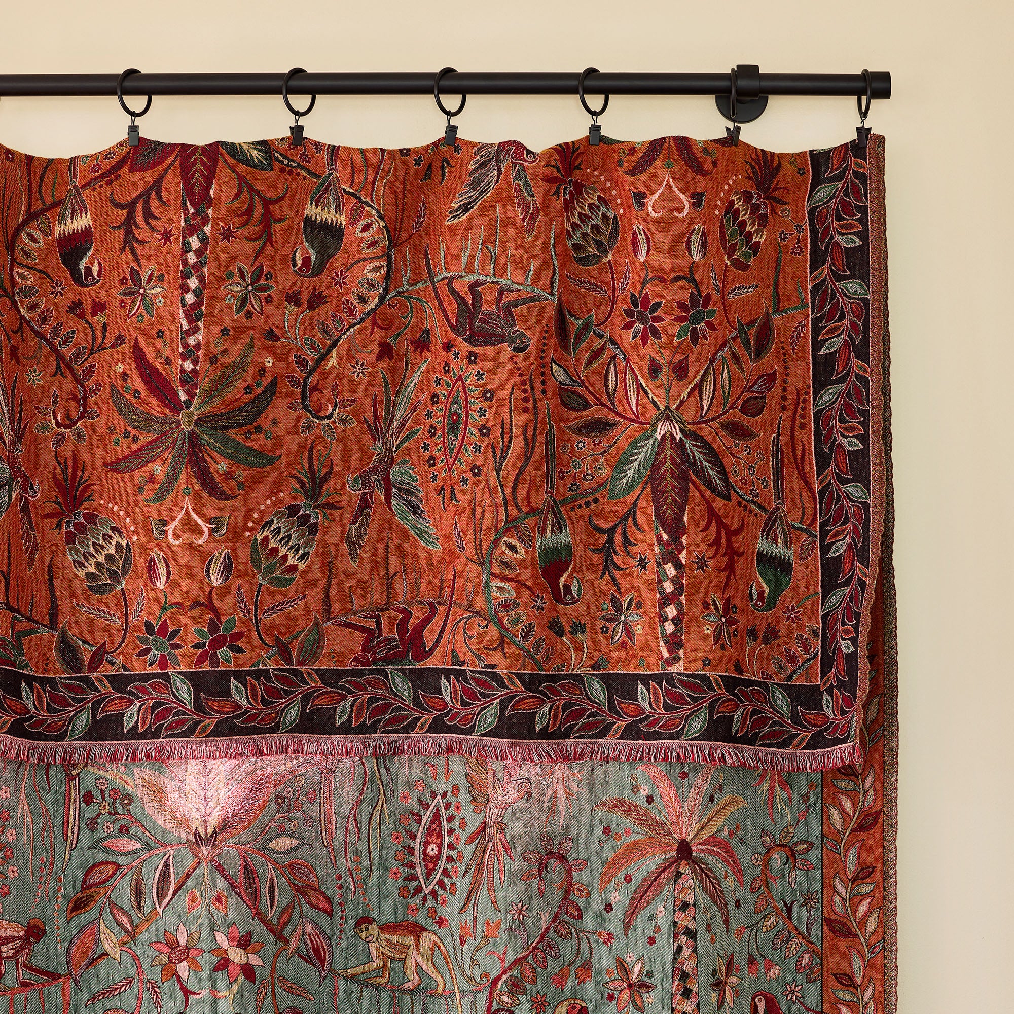 Rideau panneau SUNDARI orangé et multicolore