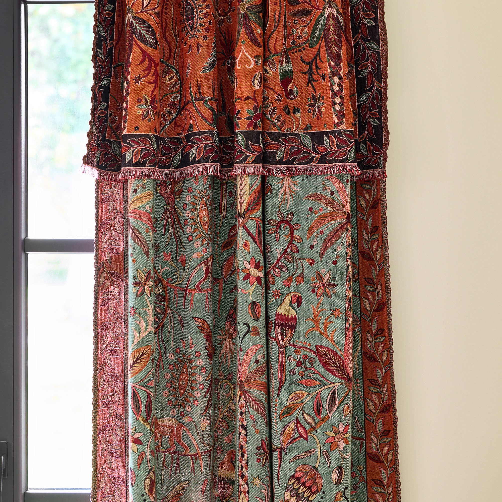 Rideau panneau SUNDARI orangé et multicolore