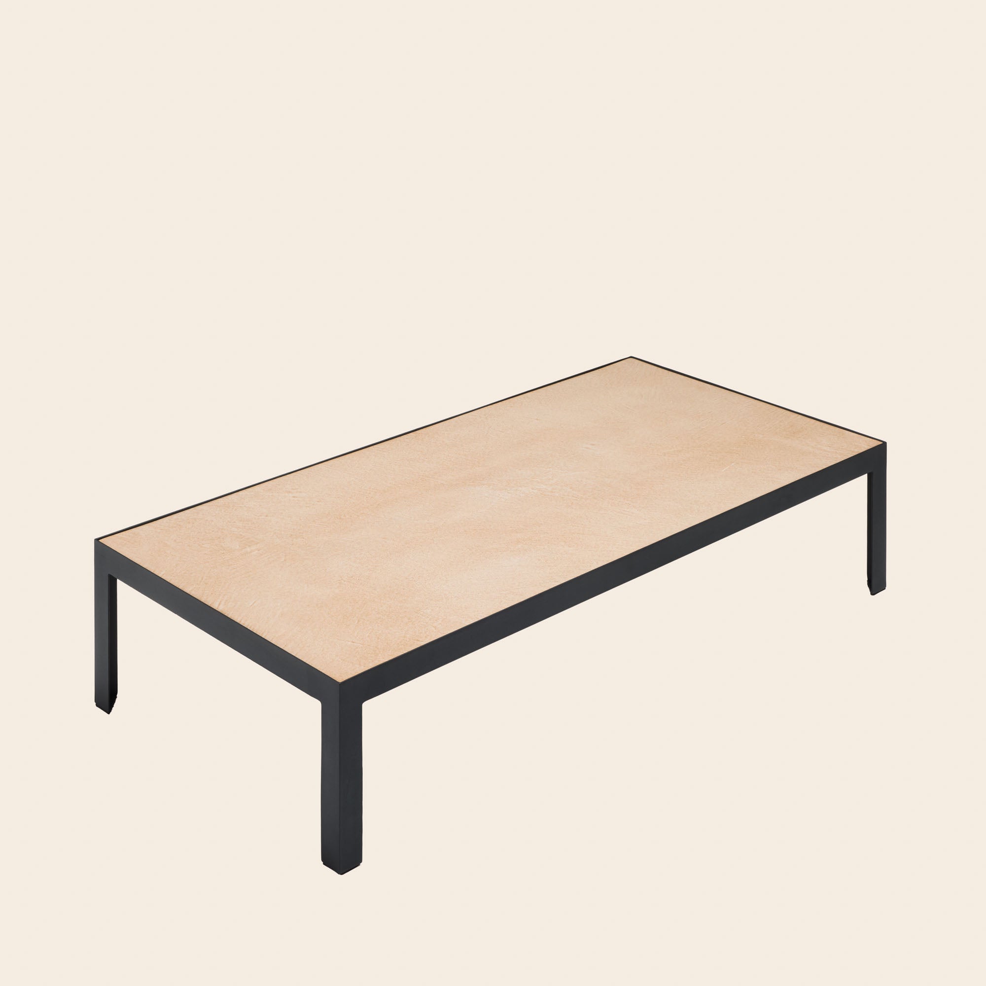 Table basse ORELIA 25cm beige poudré et métal noir