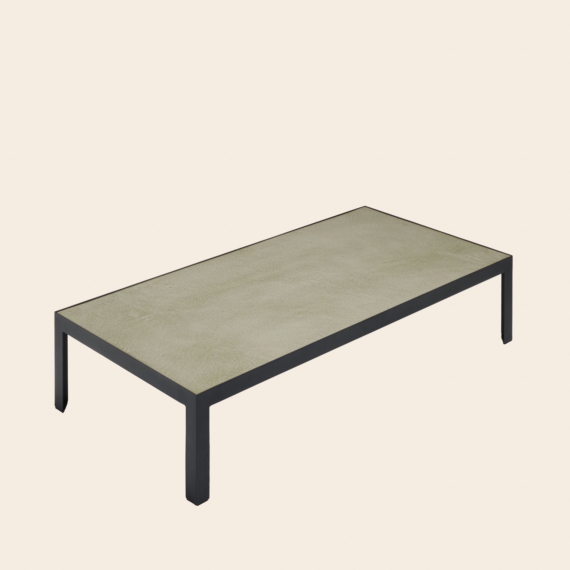 Table basse ORELIA 25cm argile verte et métal noir