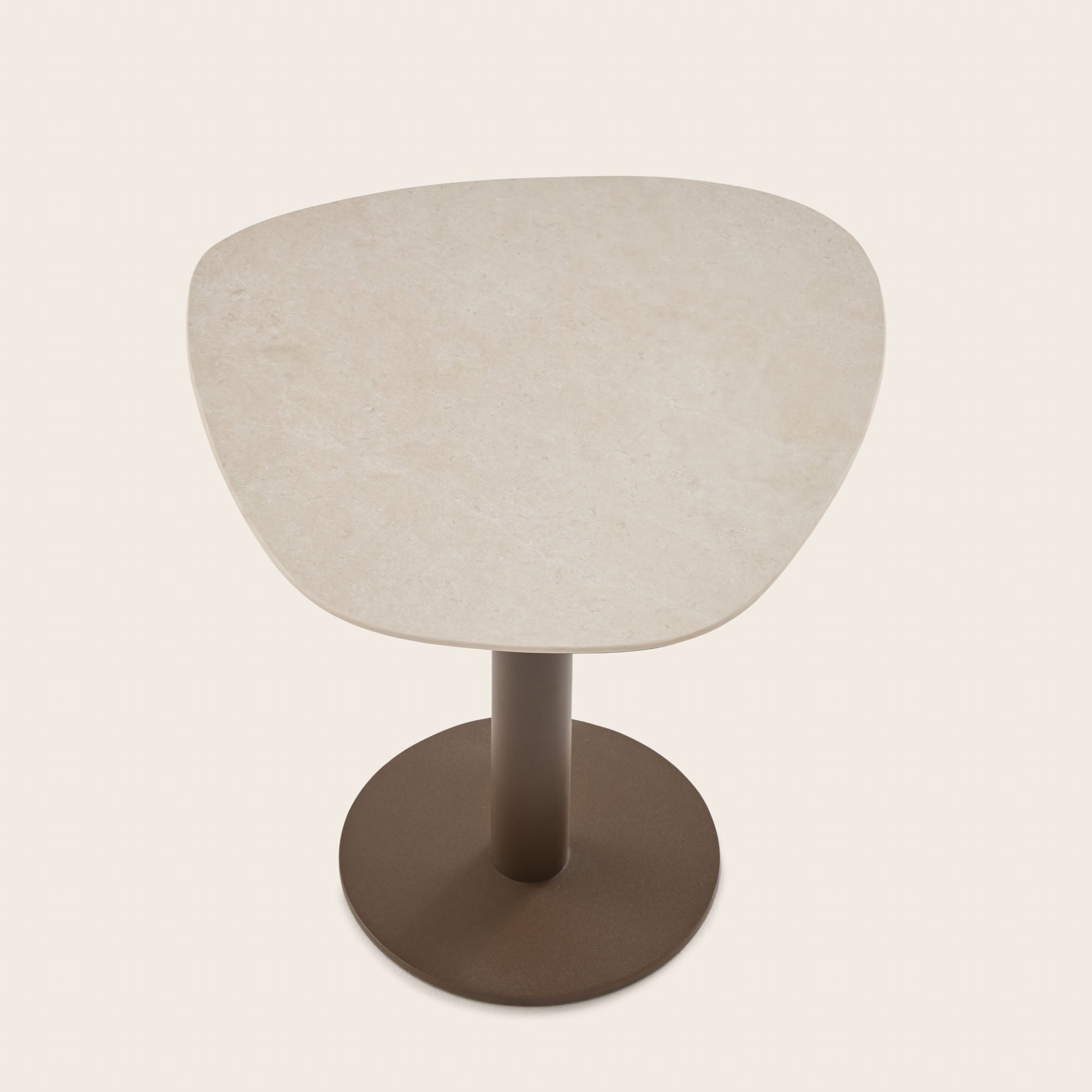 Table d'appoint ISMERIA effet travertin et bronze