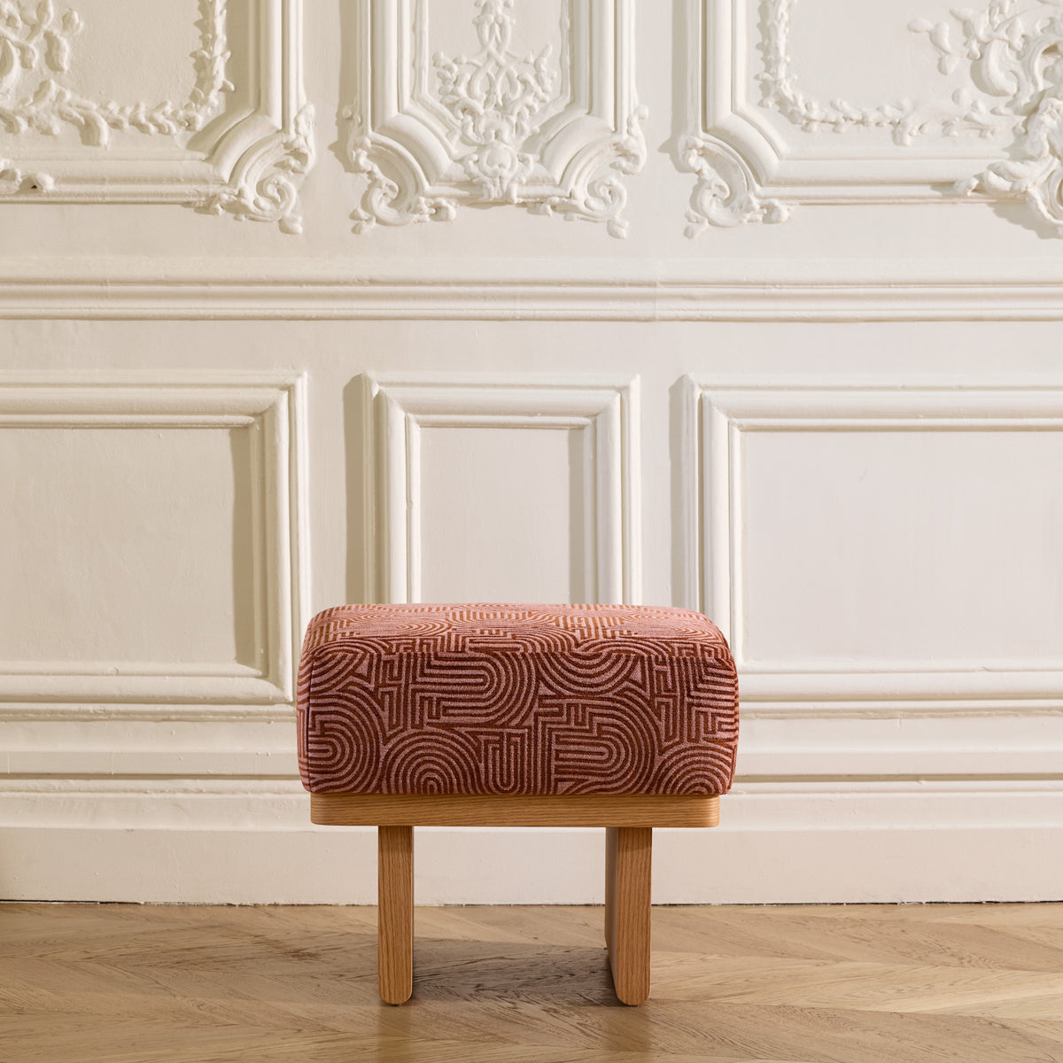Tabouret ANCA klark rose de pêcher caramel