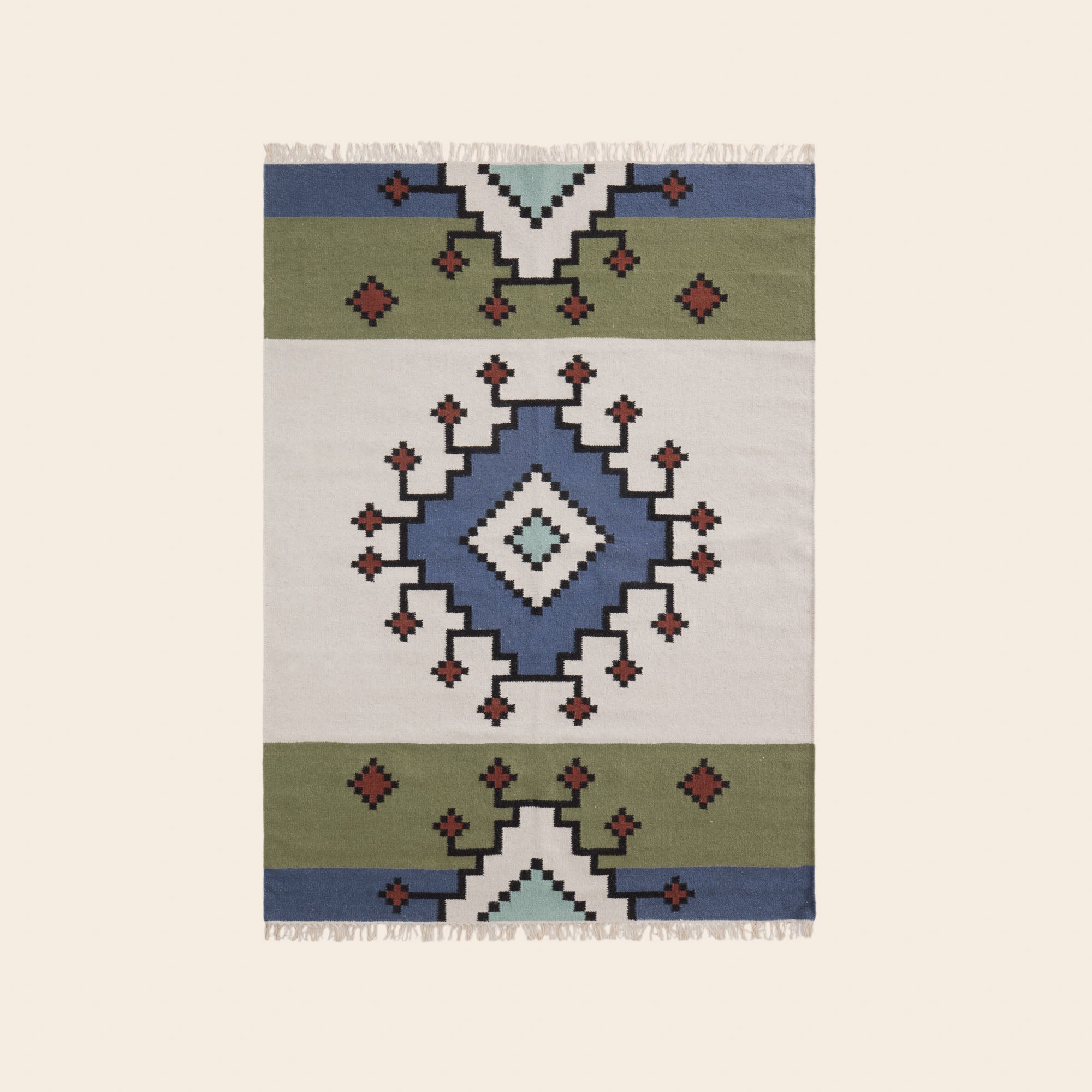 Tapis de sol BOUEKRI naturel et bleu