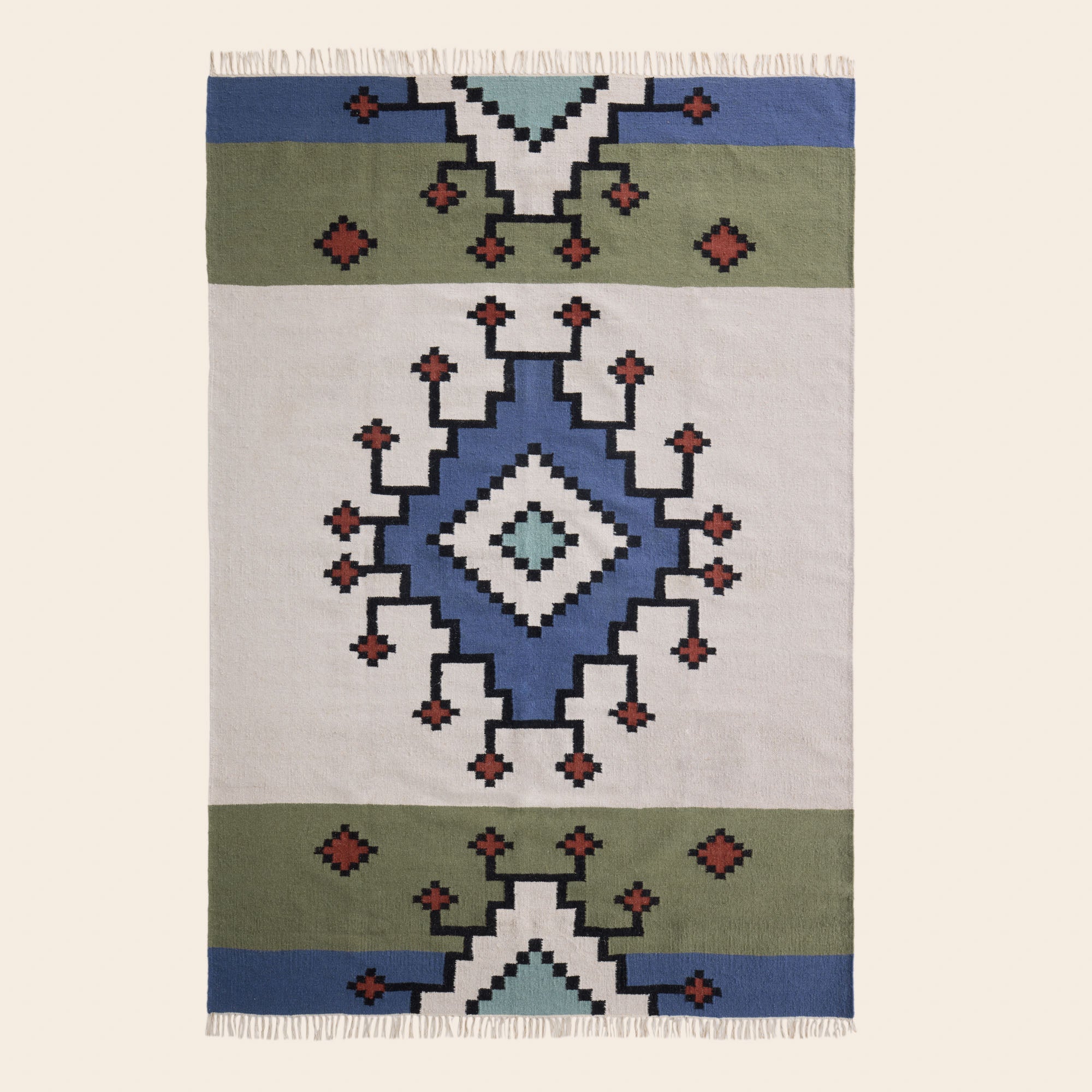 Tapis de sol BOUEKRI naturel et bleu