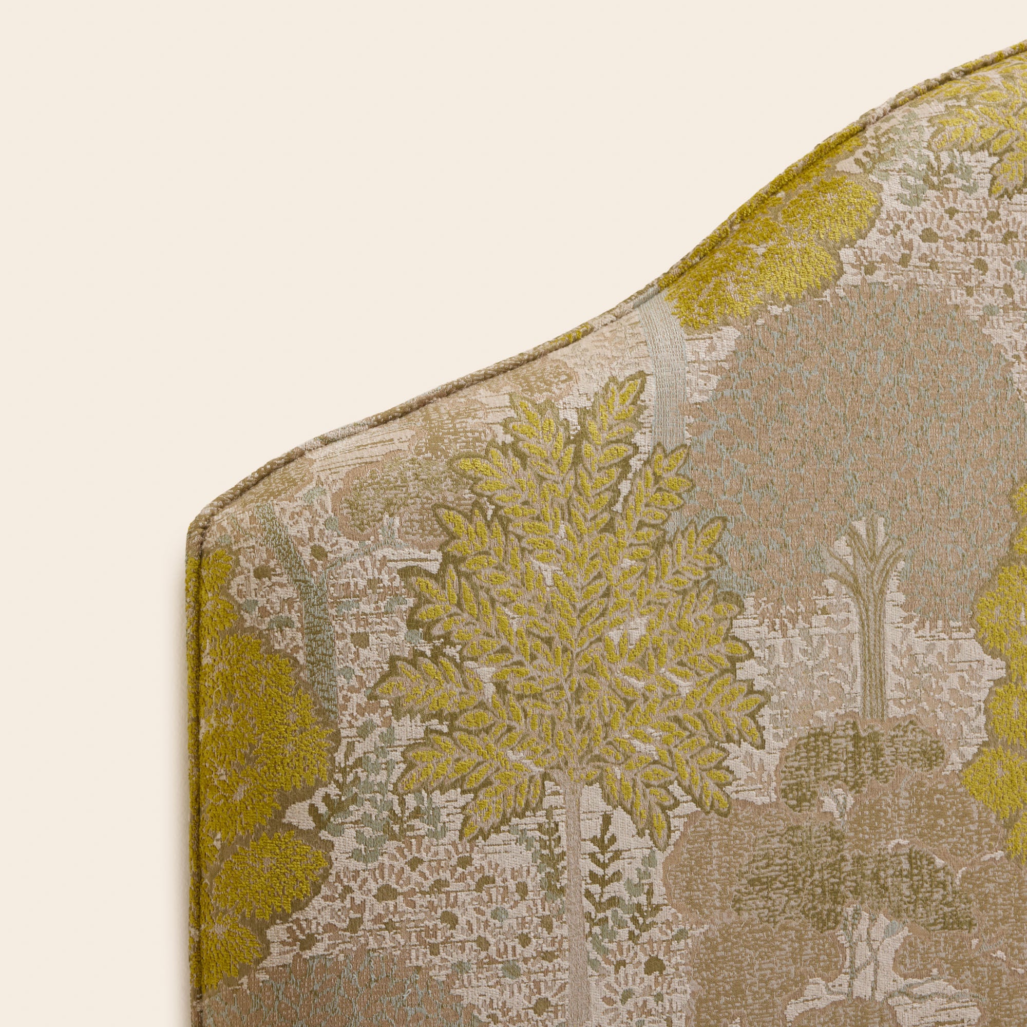 CEPHEE natural and sulphide yellow upholstered headboard