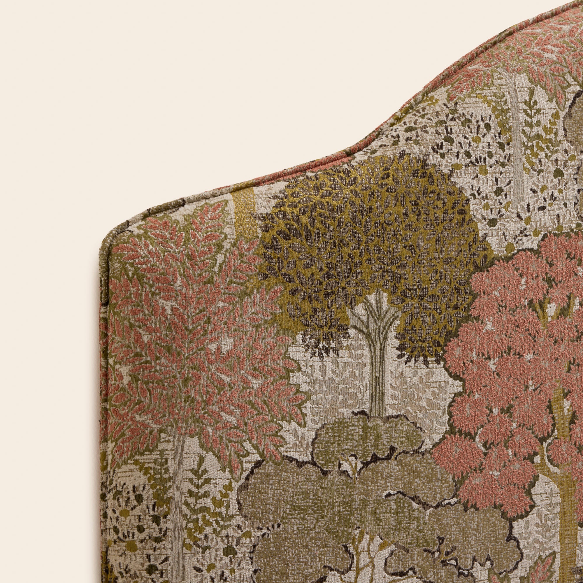Tête de lit tapissée CEPHEE alisia naturel et rose orangé