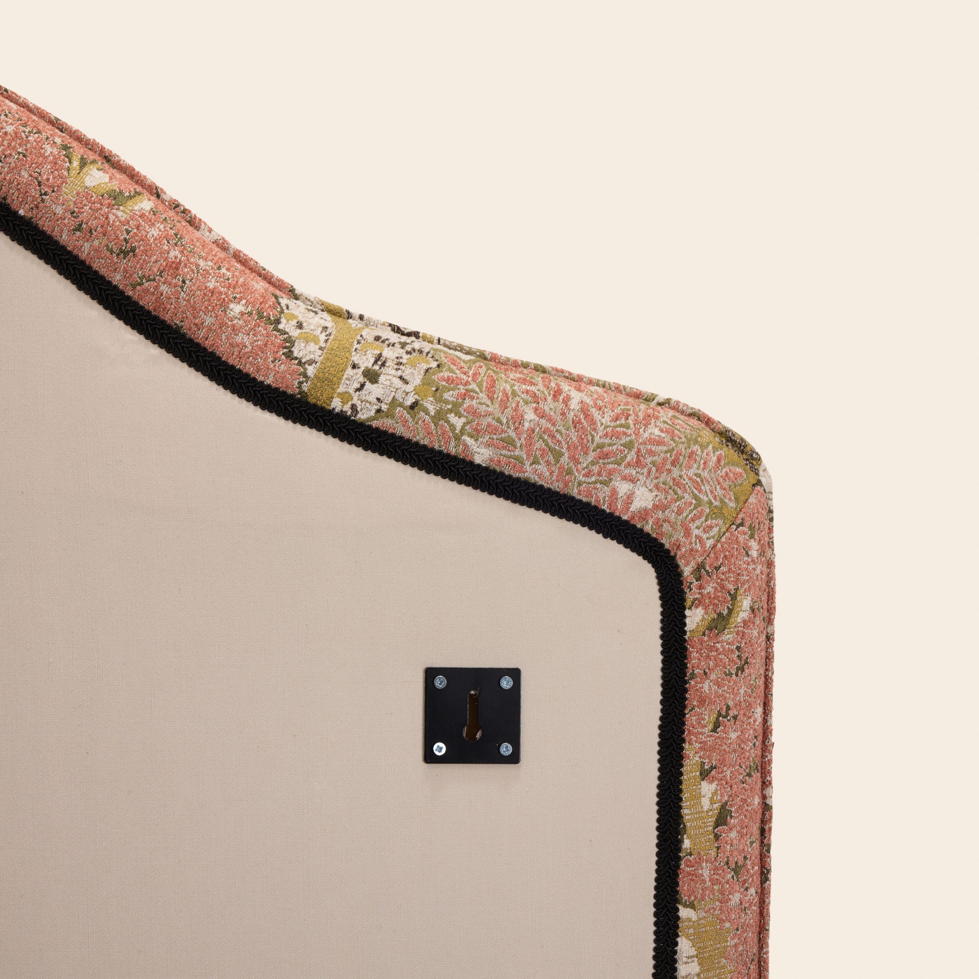 Tête de lit tapissée CEPHEE alisia naturel et rose orangé