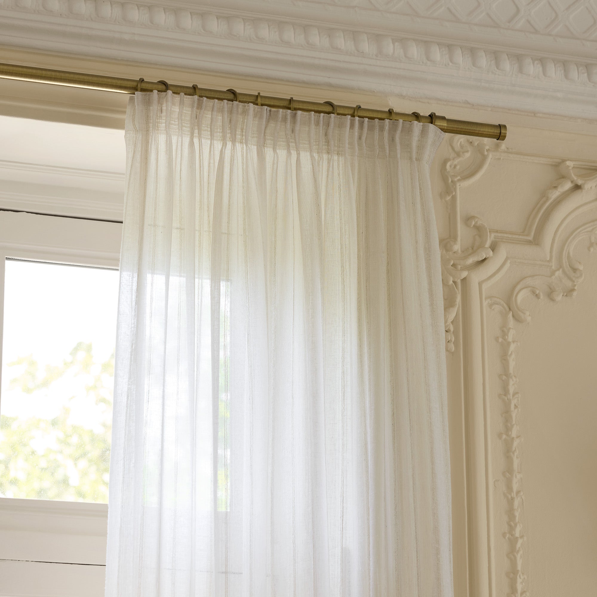 ITAK ivory gathered braid sheer