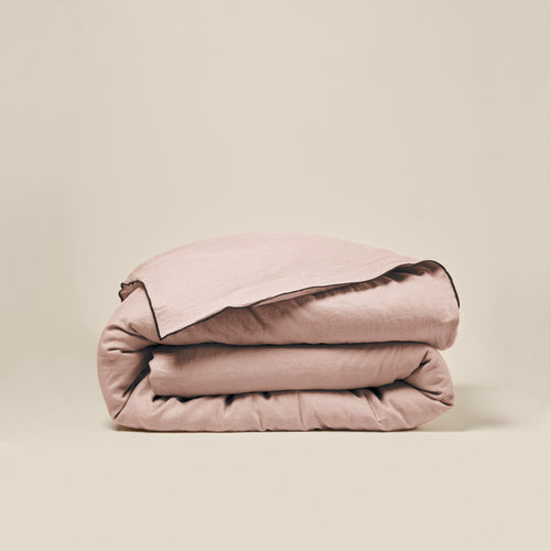 Madura - Housse de couette CARLINA rose poudré et bourdon noir