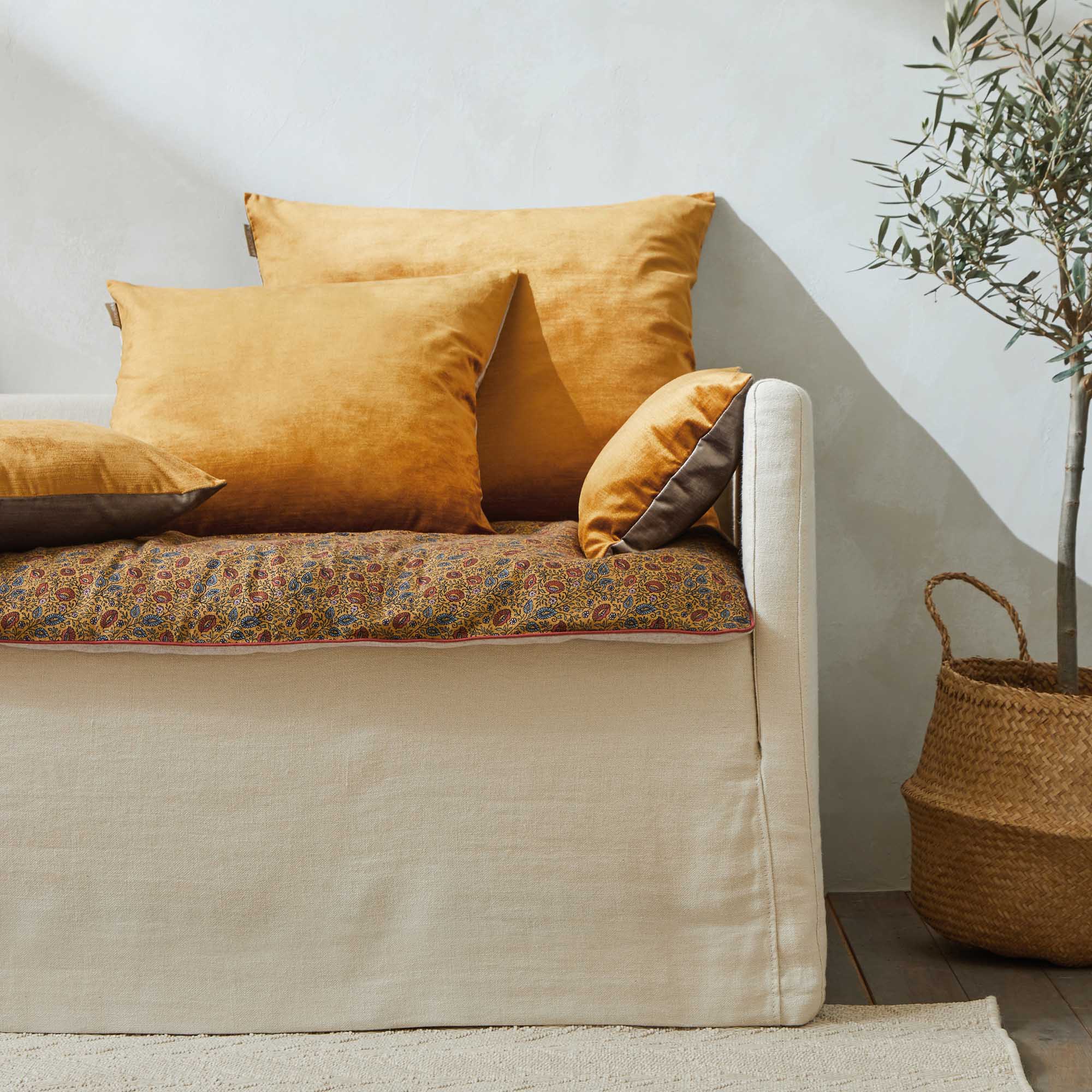 Castiglione honey yellow and taupe cushion cover