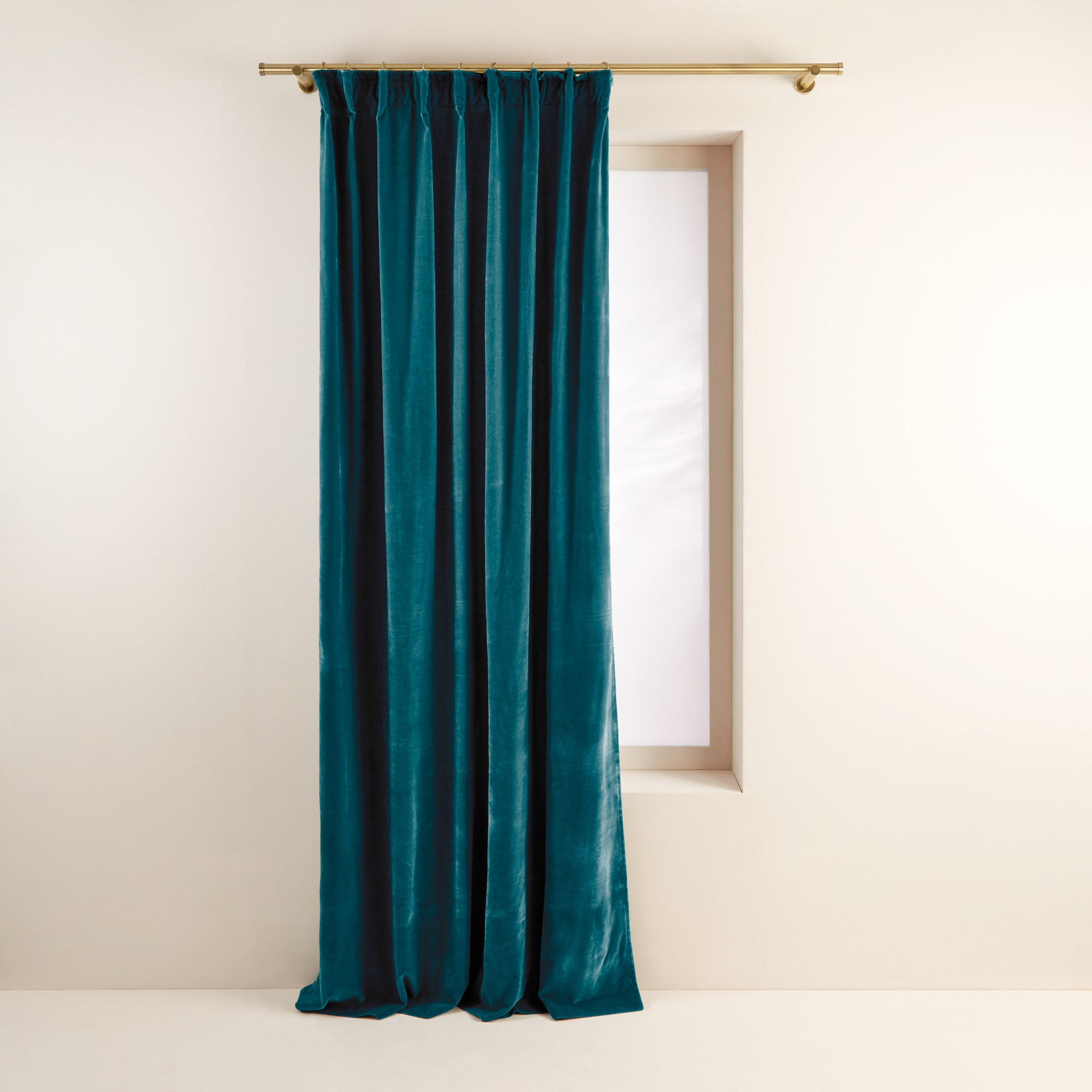 Gordijn met plooiband Dario eendenblauw