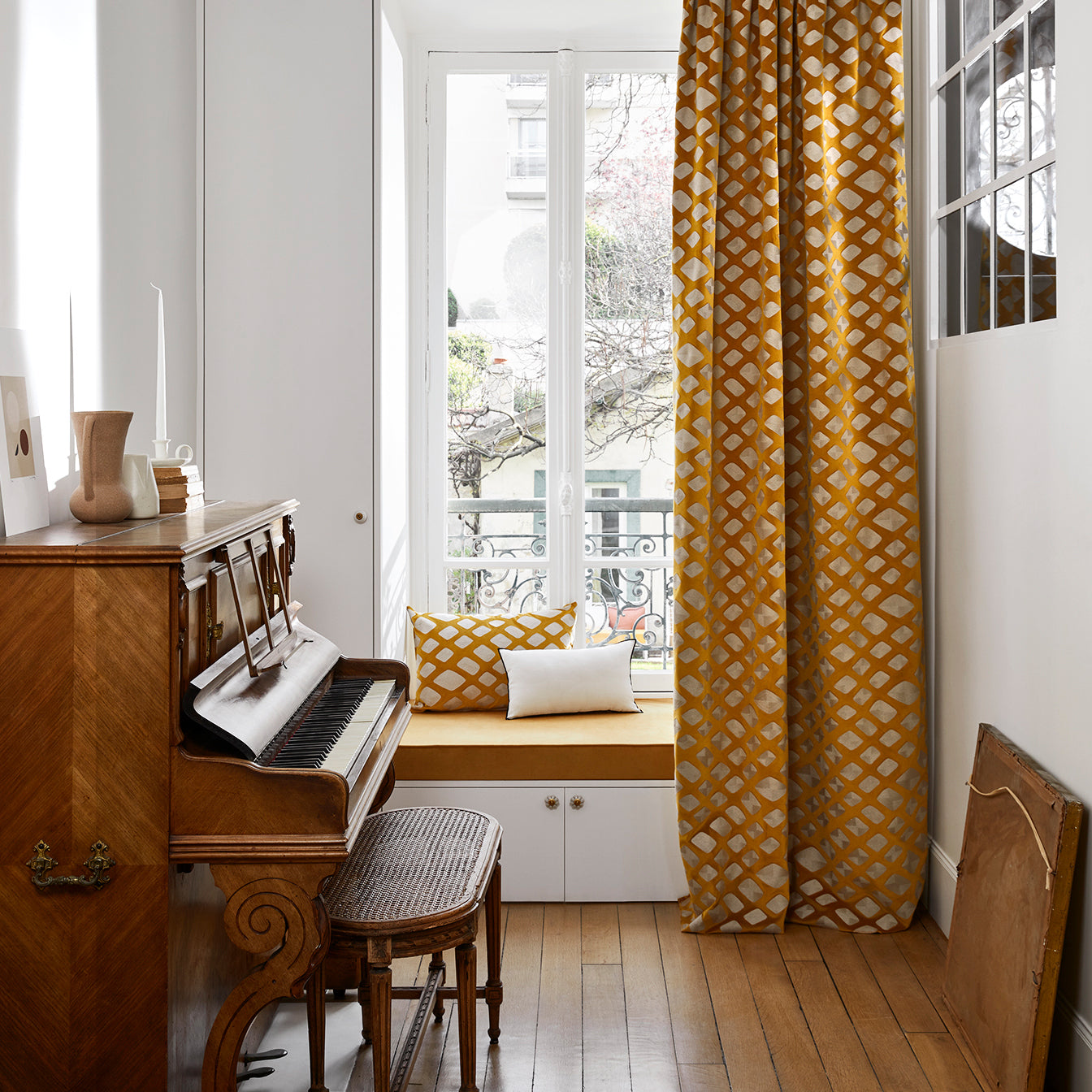 Rideau à galon fronceur FLAVIE ocre